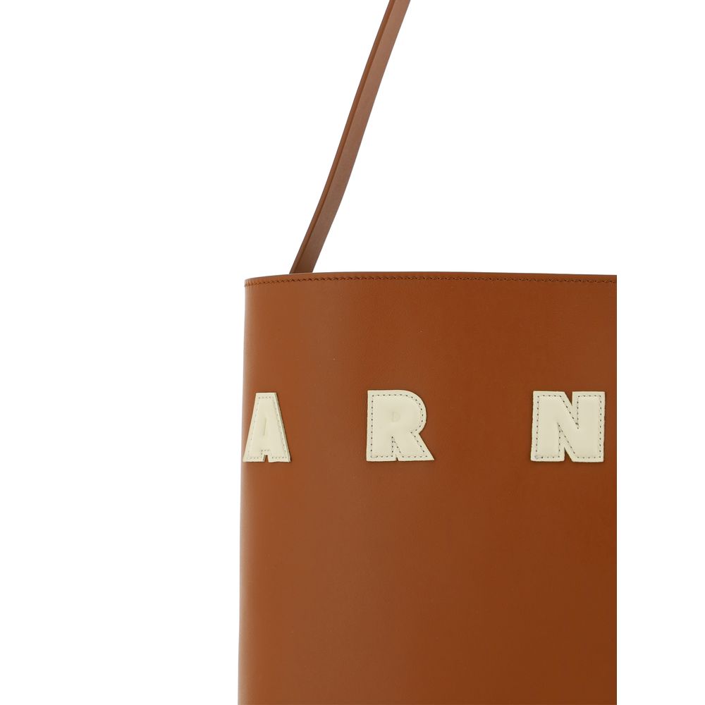 Marni Brown Calf Leather Bos Taurus Shoulder Women's Bag