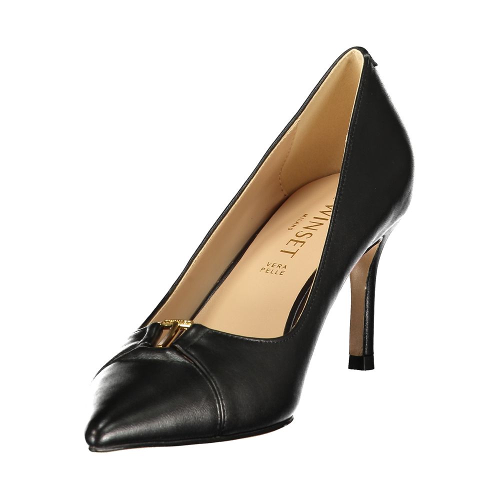 Twinset Black Leather Women Classic Women's Shoe
