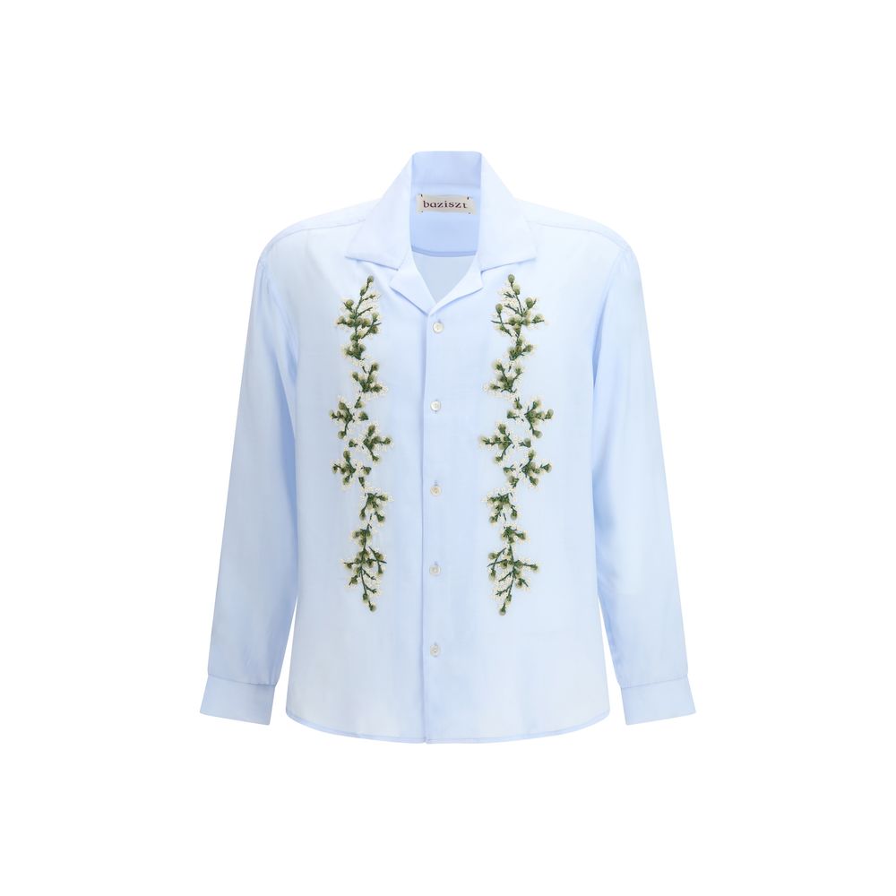 Baziszt Blue Cotton Dress Men's Shirt