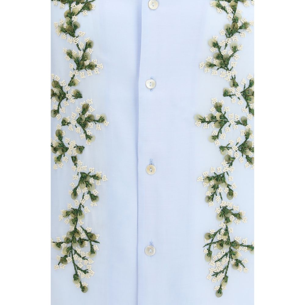 Baziszt Blue Cotton Dress Men's Shirt