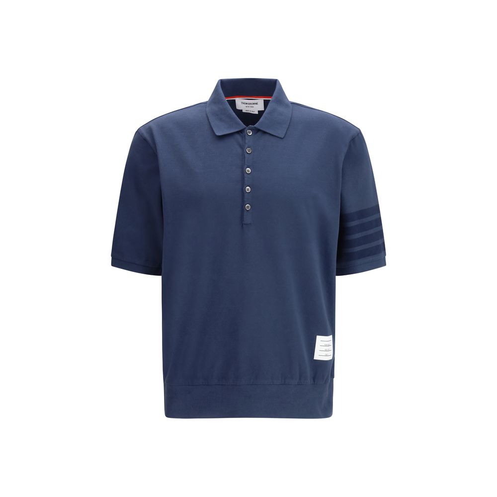 Thom Browne Blue Cotton Polo Men's Shirt