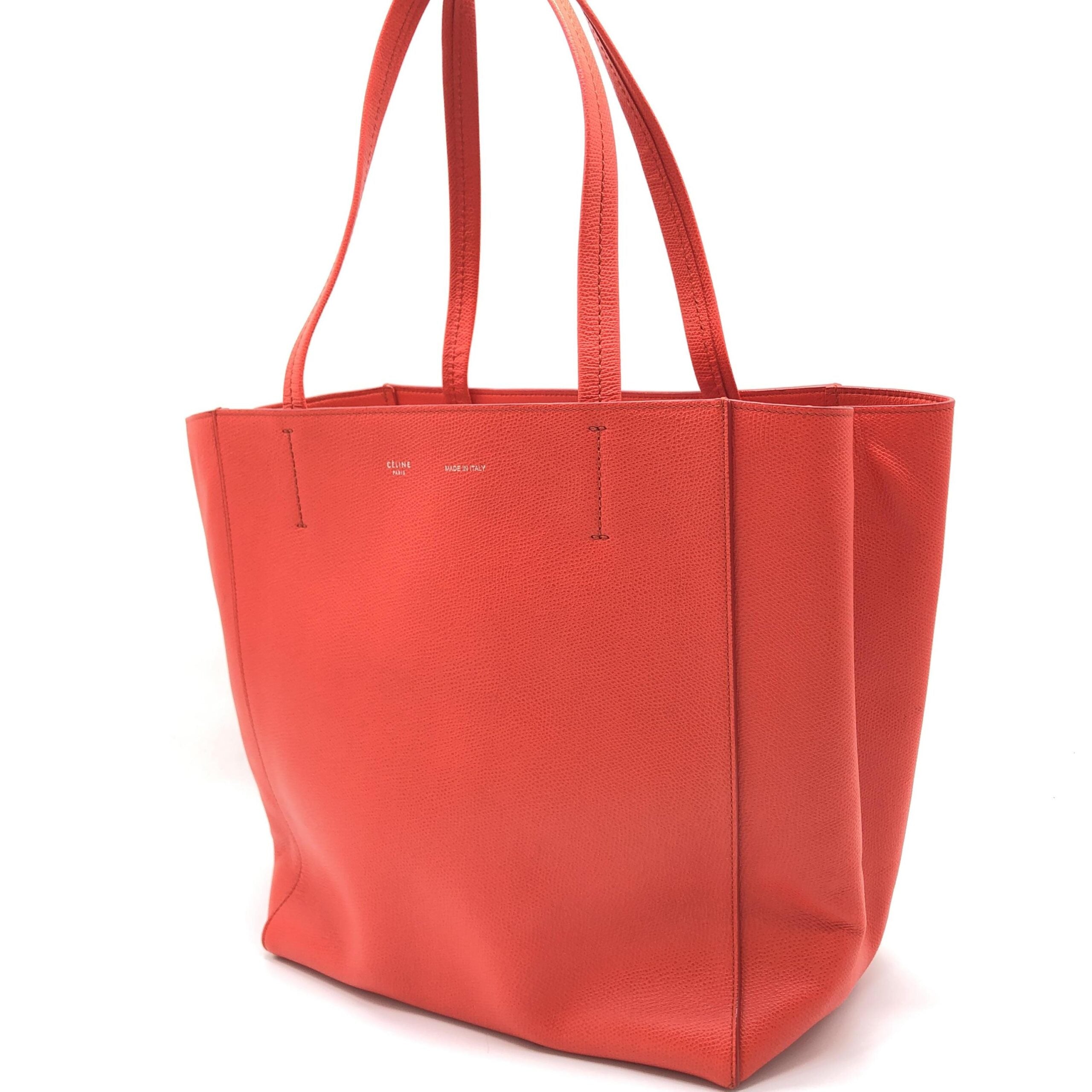 Celine Cabas Phantom Red Pebbled Leather Tote Women's Bag (Pre-Owned)