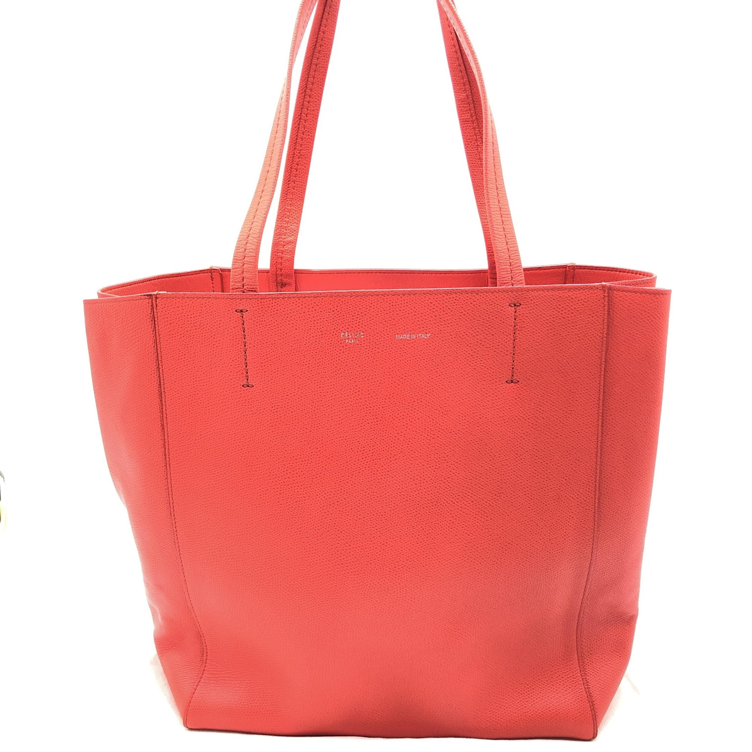 Celine Cabas Phantom Red Pebbled Leather Tote Women's Bag (Pre-Owned)