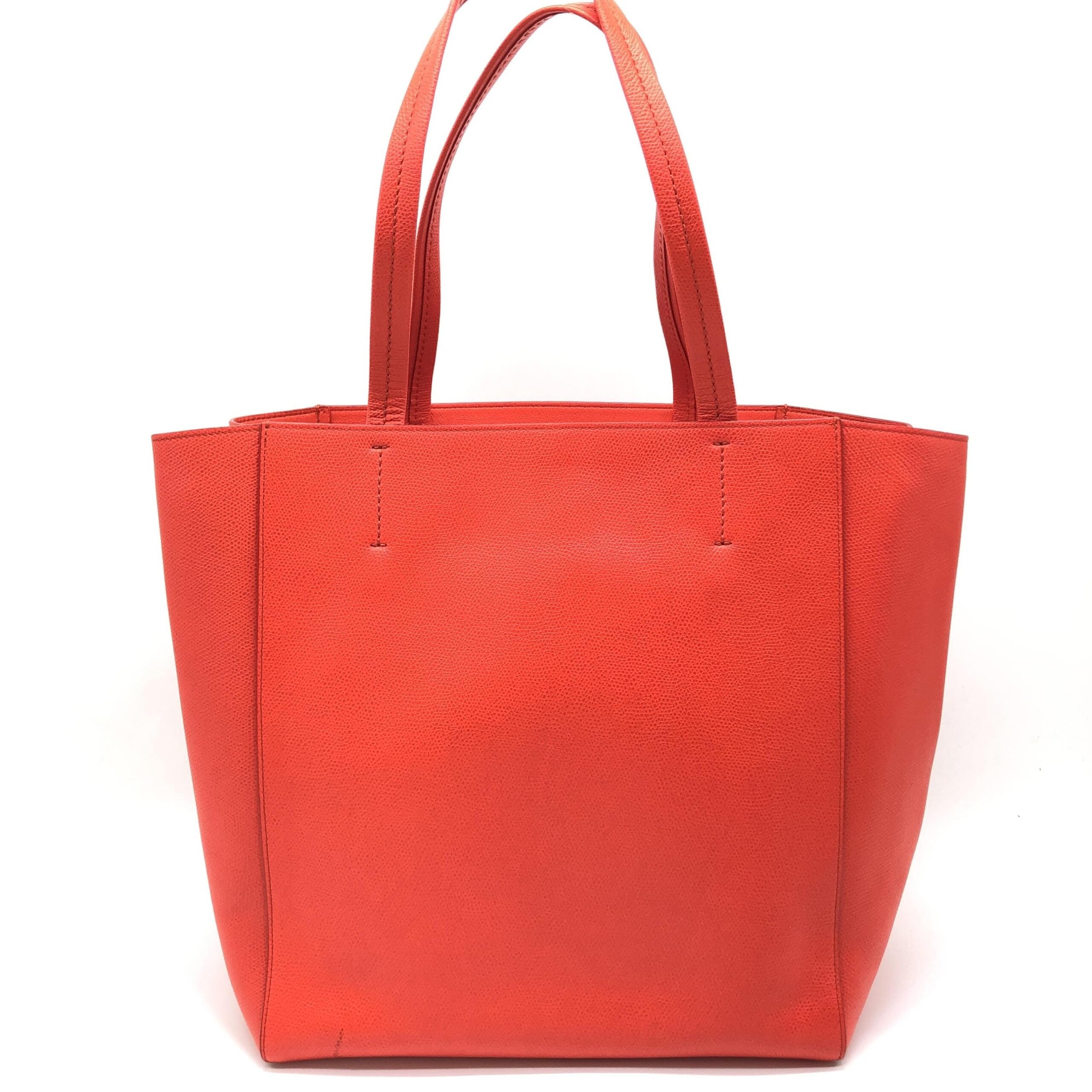 Celine Cabas Phantom Red Pebbled Leather Tote Women's Bag (Pre-Owned)