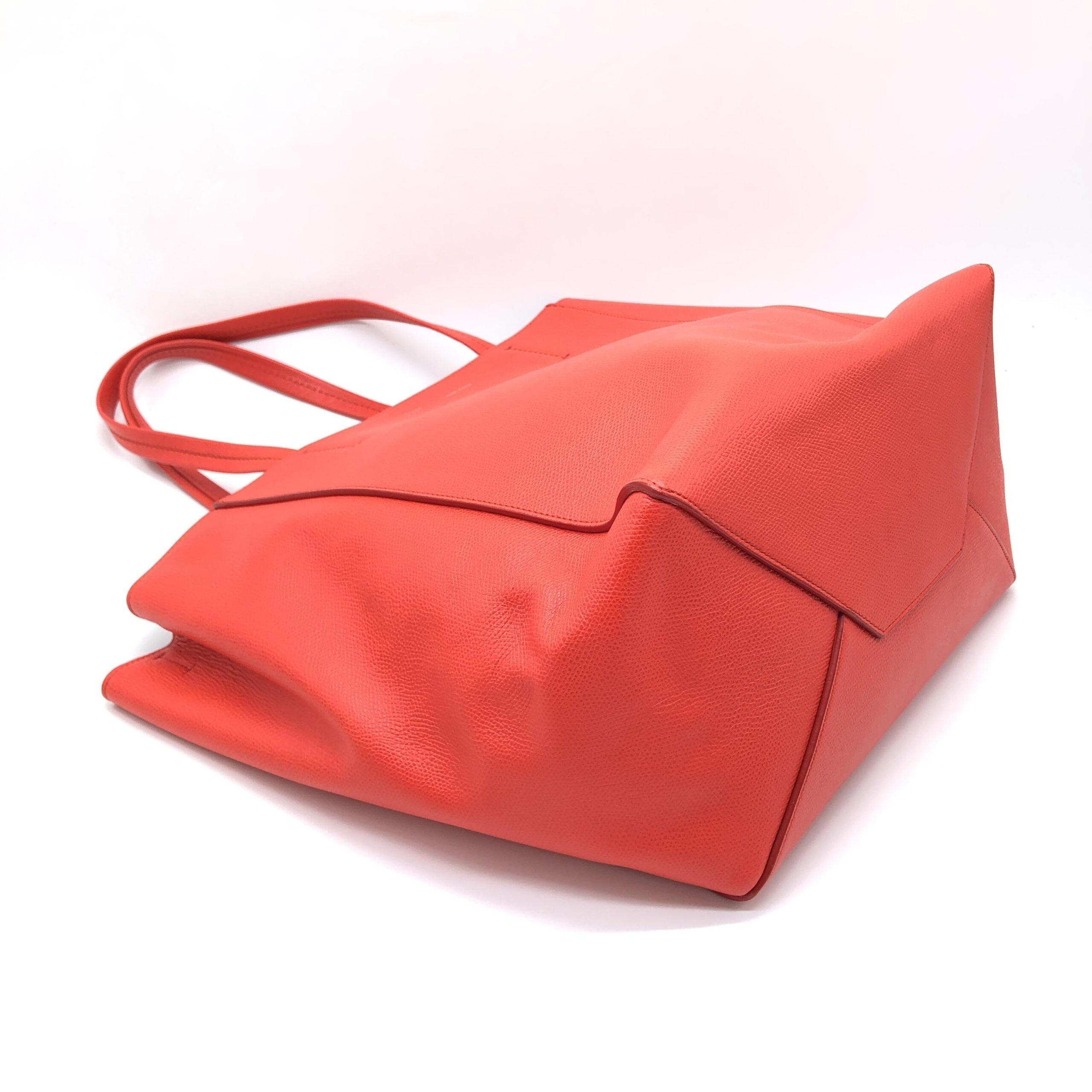 Celine Cabas Phantom Red Pebbled Leather Tote Women's Bag (Pre-Owned)