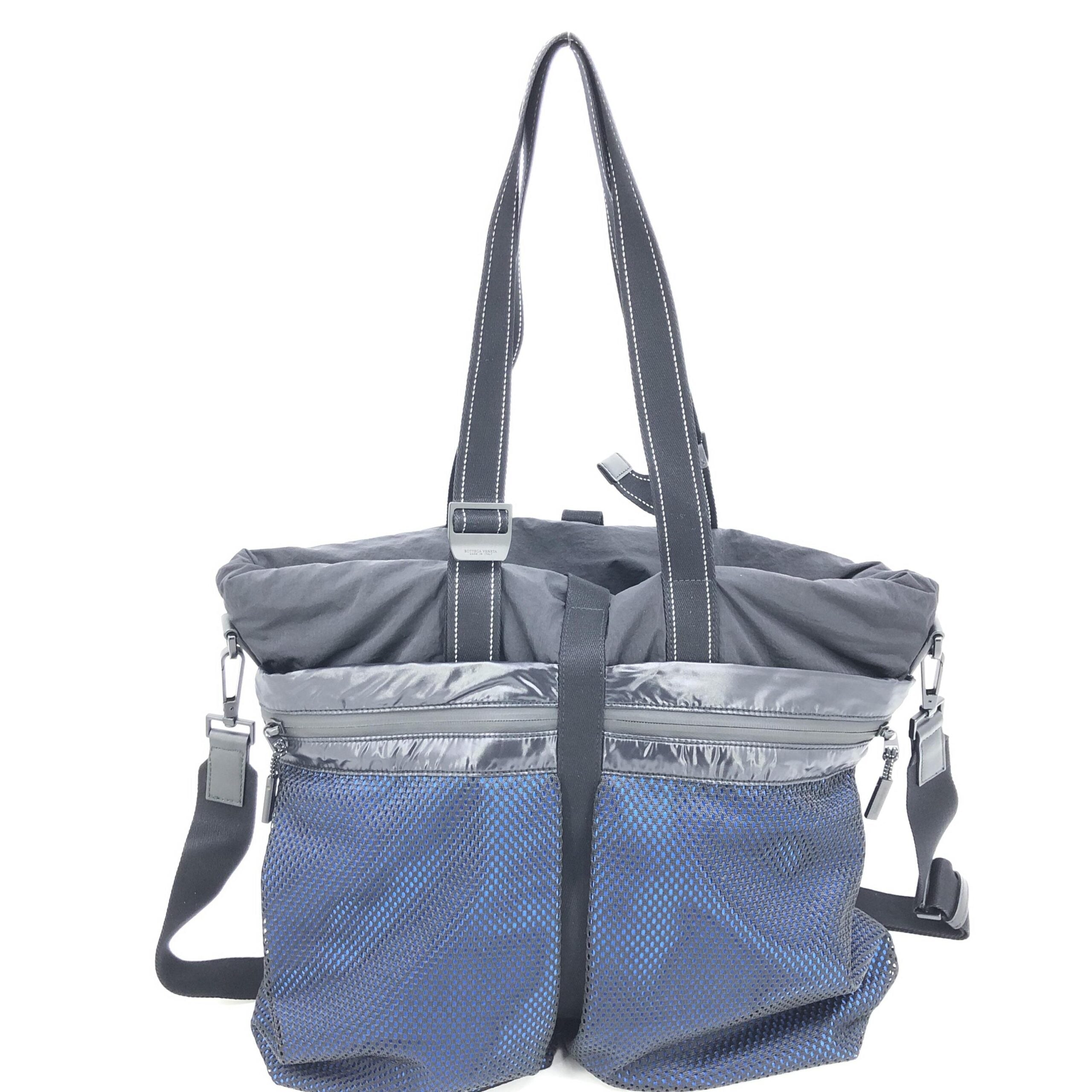 Bottega Veneta Black And Blue Nylon Convertible Women's Tote (Pre-Owned)