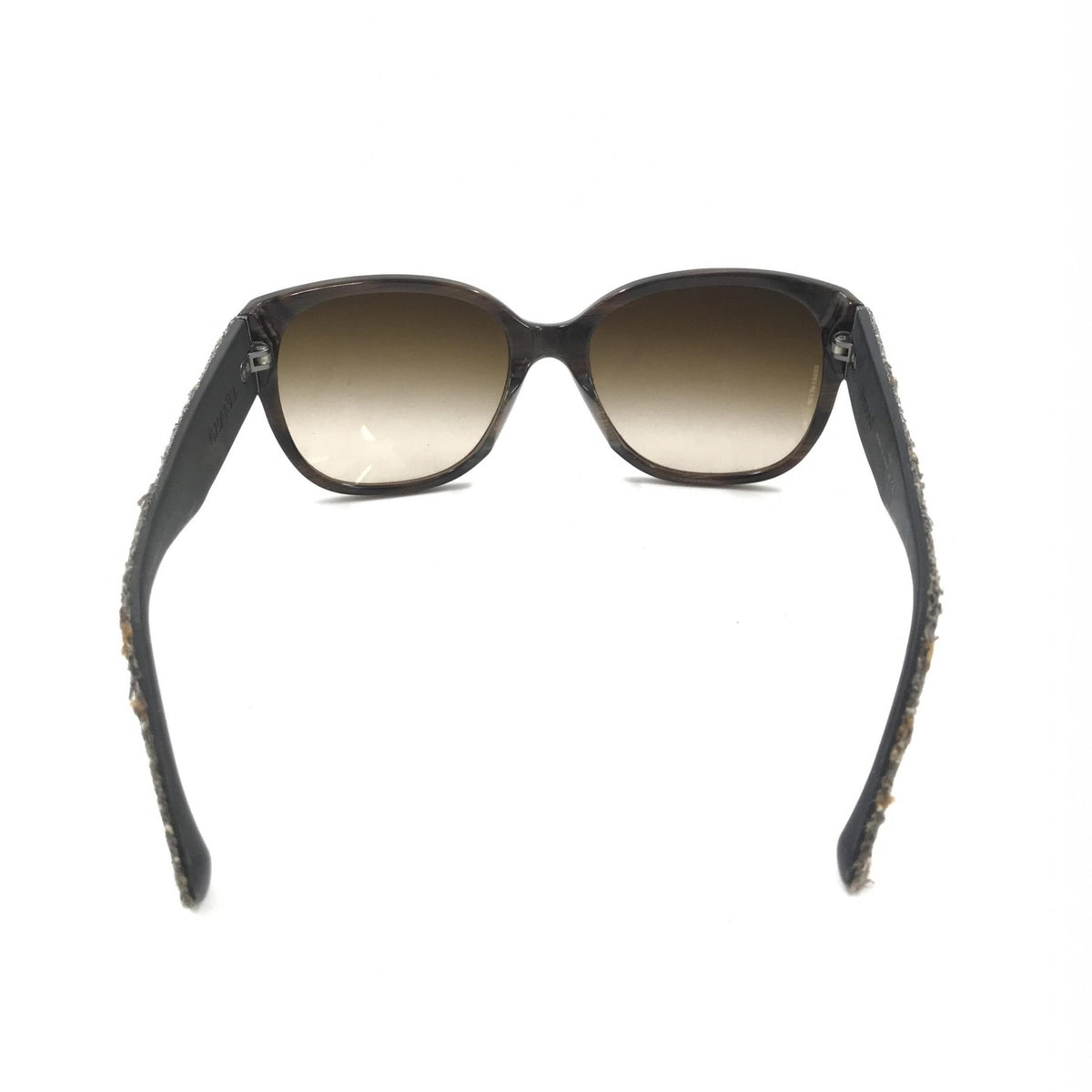 Chanel Brown Frame With Tweed Accents Women's Sunglasses (Pre-Owned)