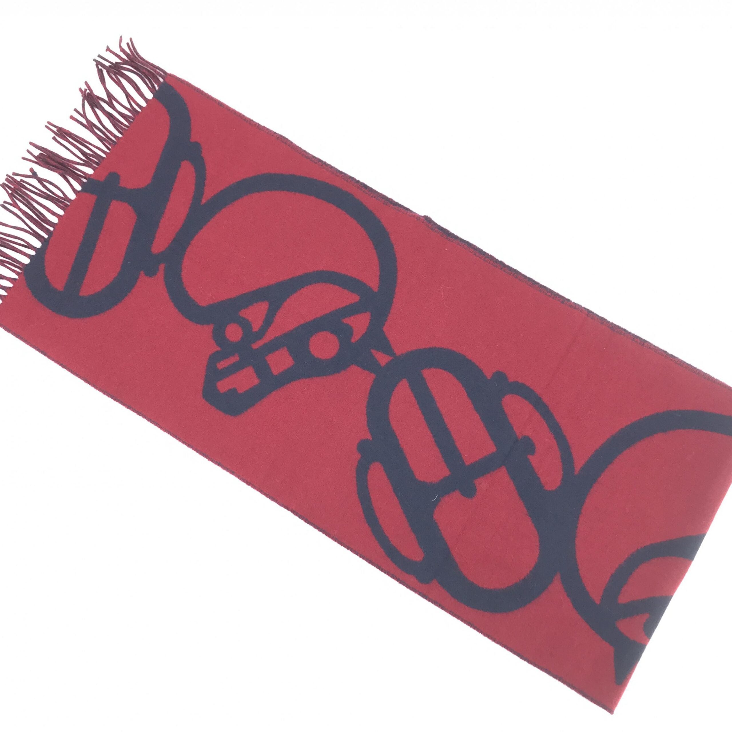 Hermès Cashmere Muffler In Burgundy Women's Color (Pre-Owned)