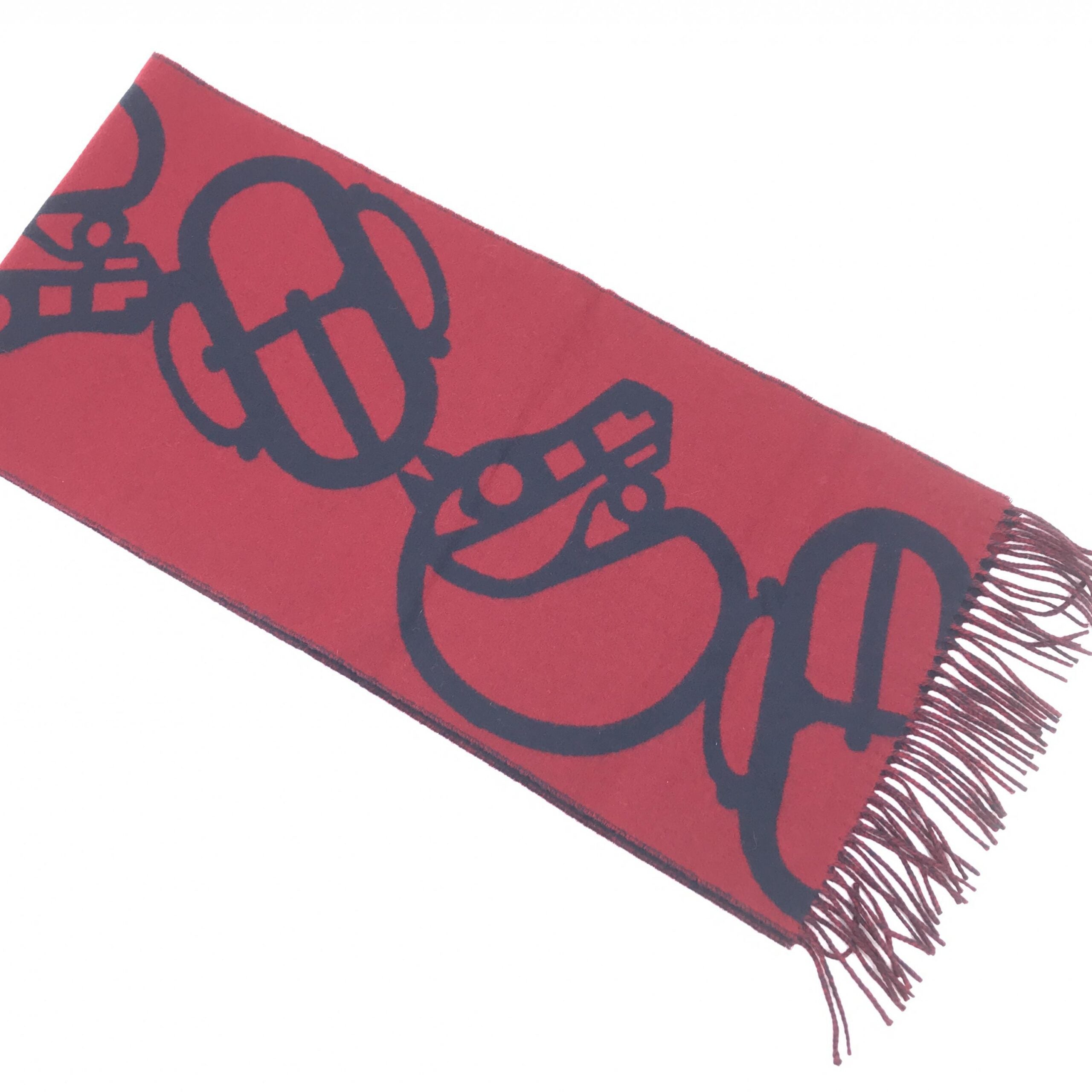 Hermès Cashmere Muffler In Burgundy Women's Color (Pre-Owned)