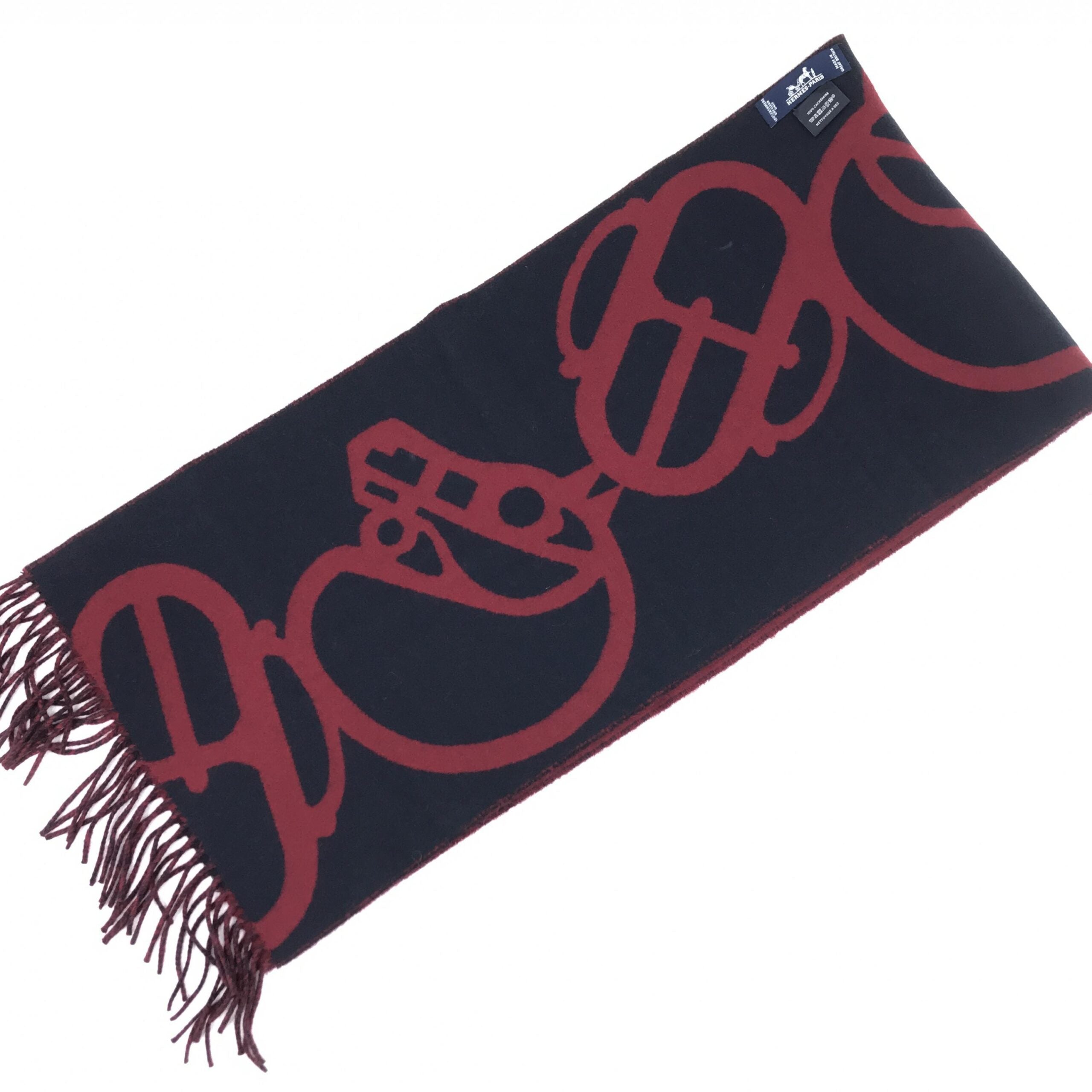 Hermès Cashmere Muffler In Burgundy Women's Color (Pre-Owned)