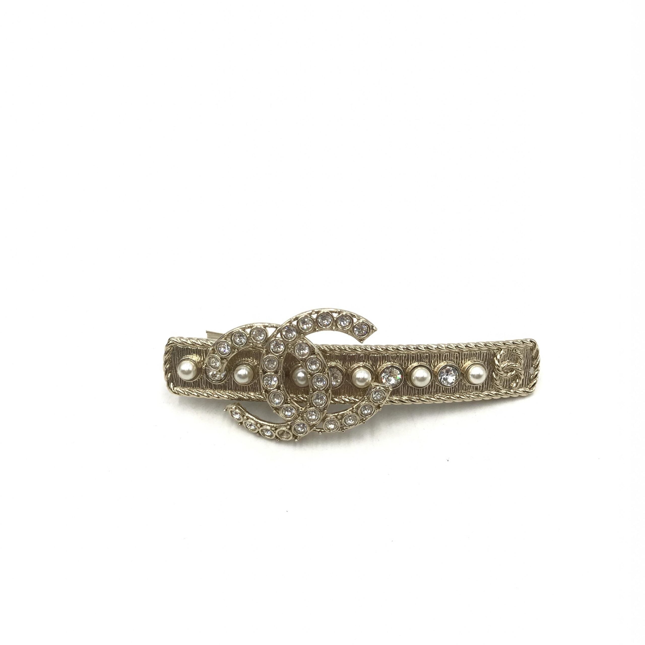 Chanel Crystal Pearl CC Hair Women's Clip (Pre-Owned)