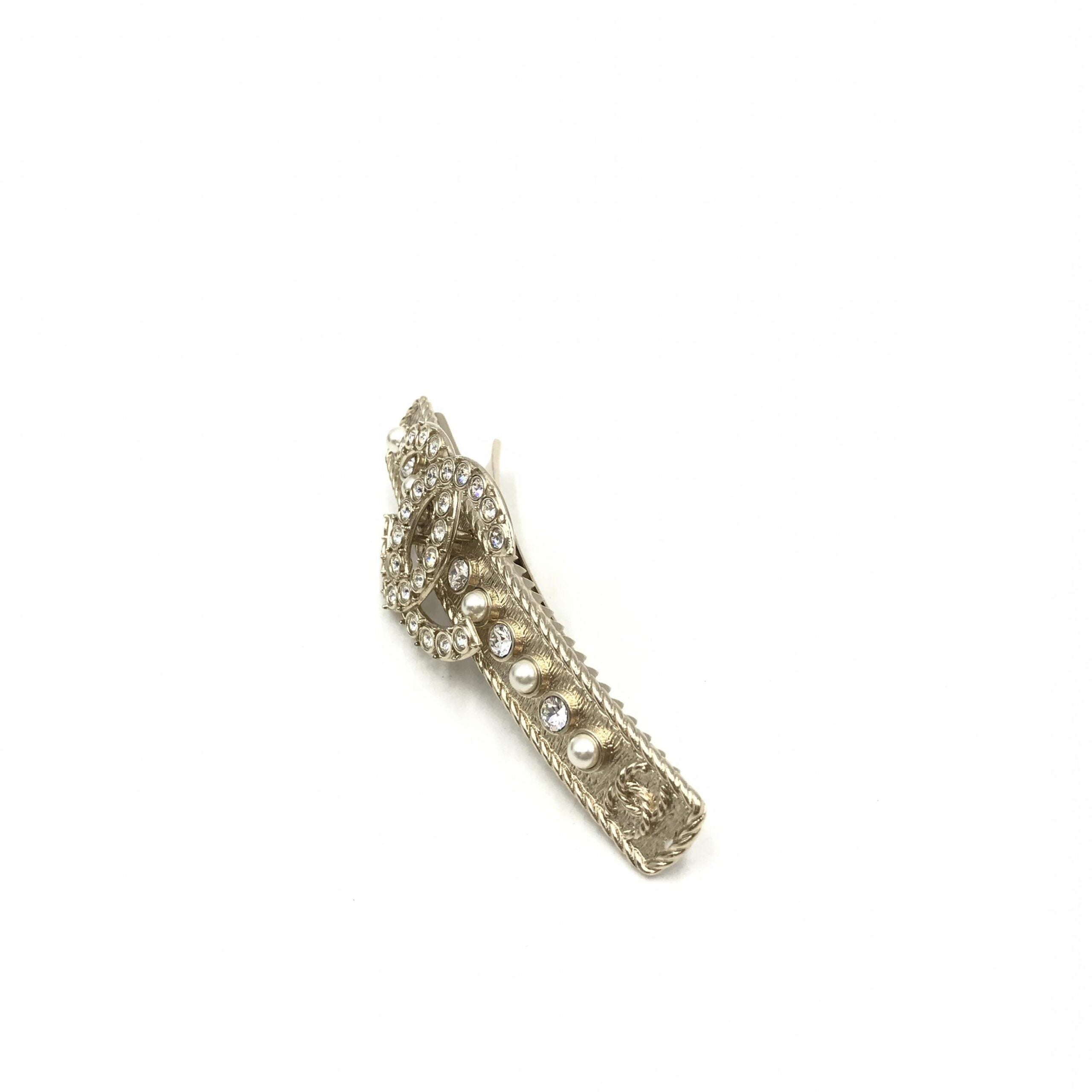 Chanel Crystal Pearl CC Hair Women's Clip (Pre-Owned)