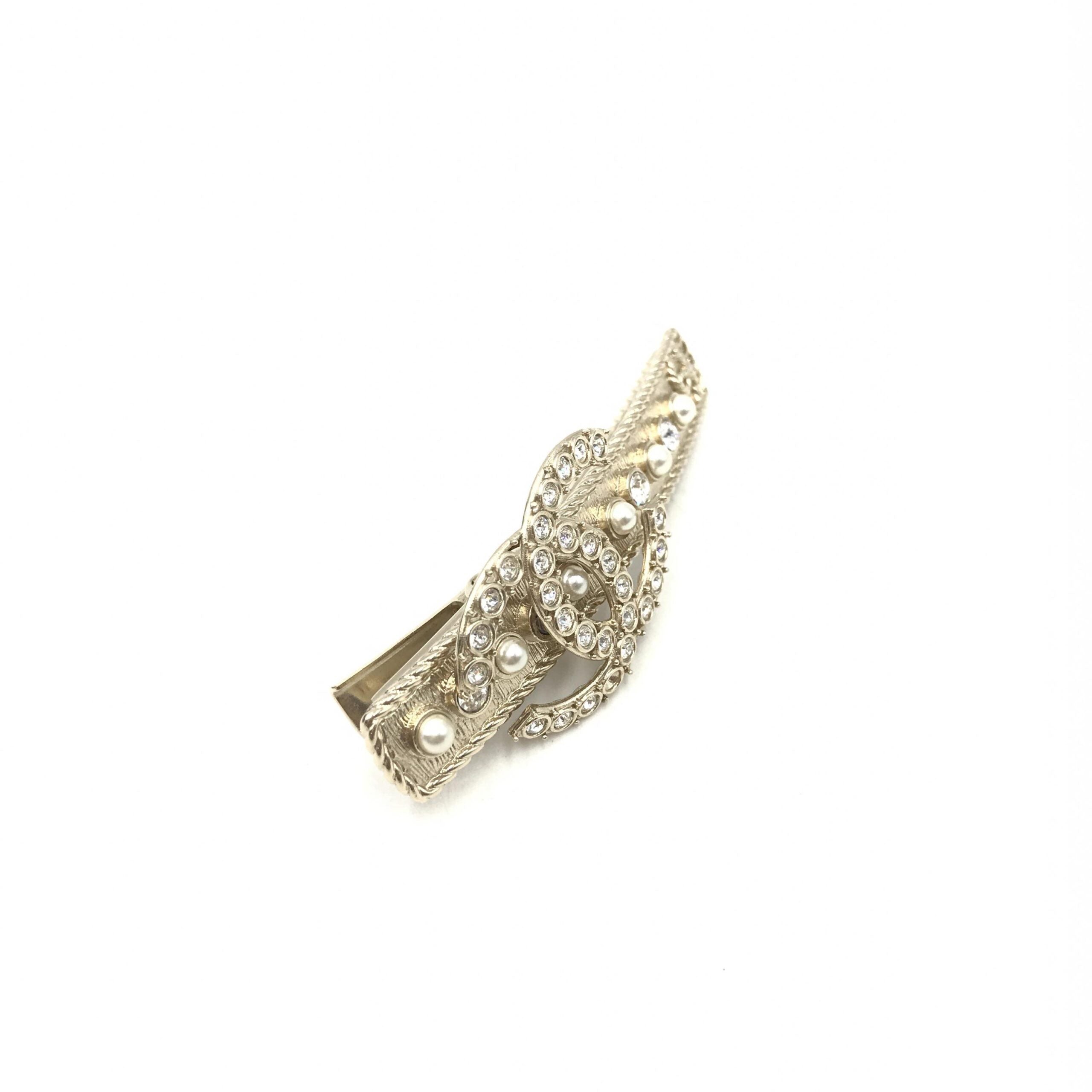 Chanel Crystal Pearl CC Hair Women's Clip (Pre-Owned)