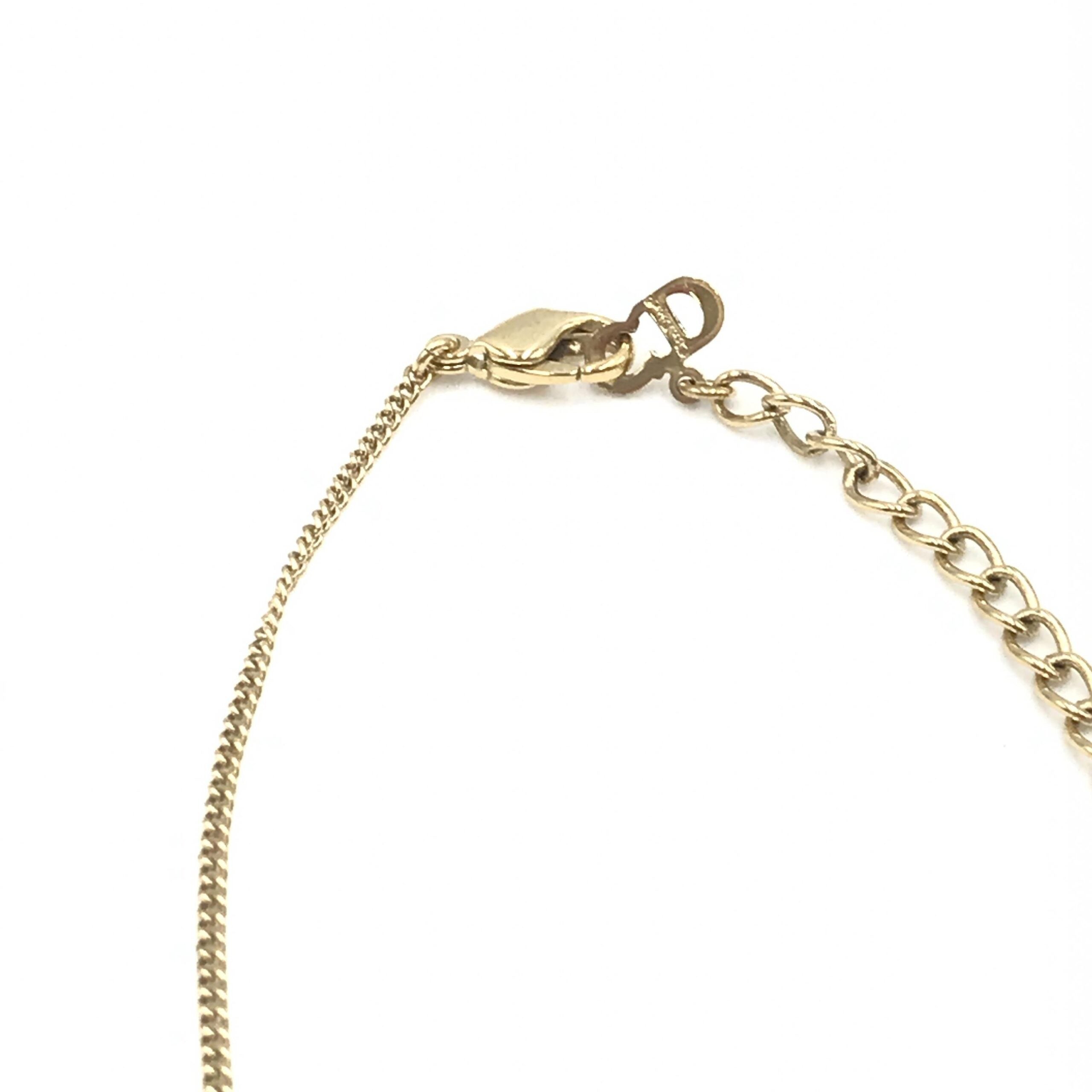 Christian Dior Dolphin Motif Rhinestone Gold Plated Women's Necklace (Pre-Owned)