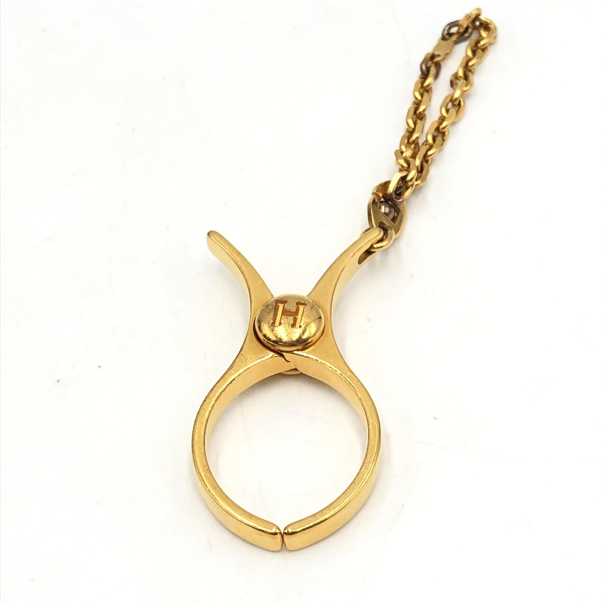 Hermès Gold Metal Glove Holder Women's Keychain (Pre-Owned)