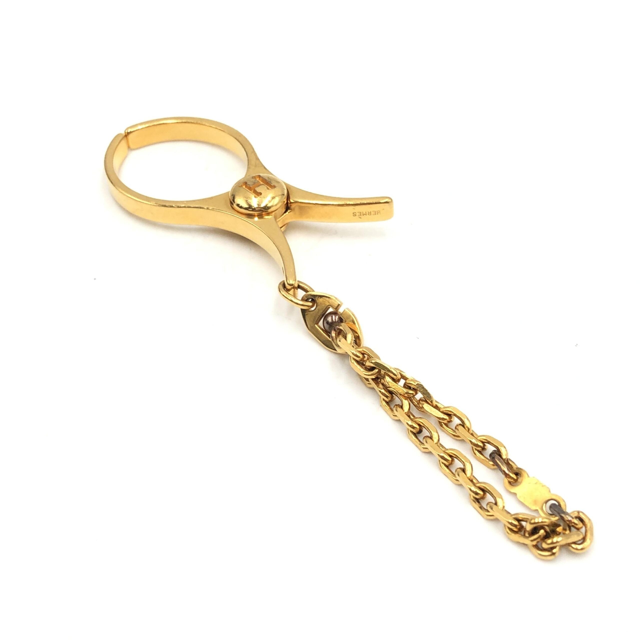 Hermès Gold Metal Glove Holder Women's Keychain (Pre-Owned)