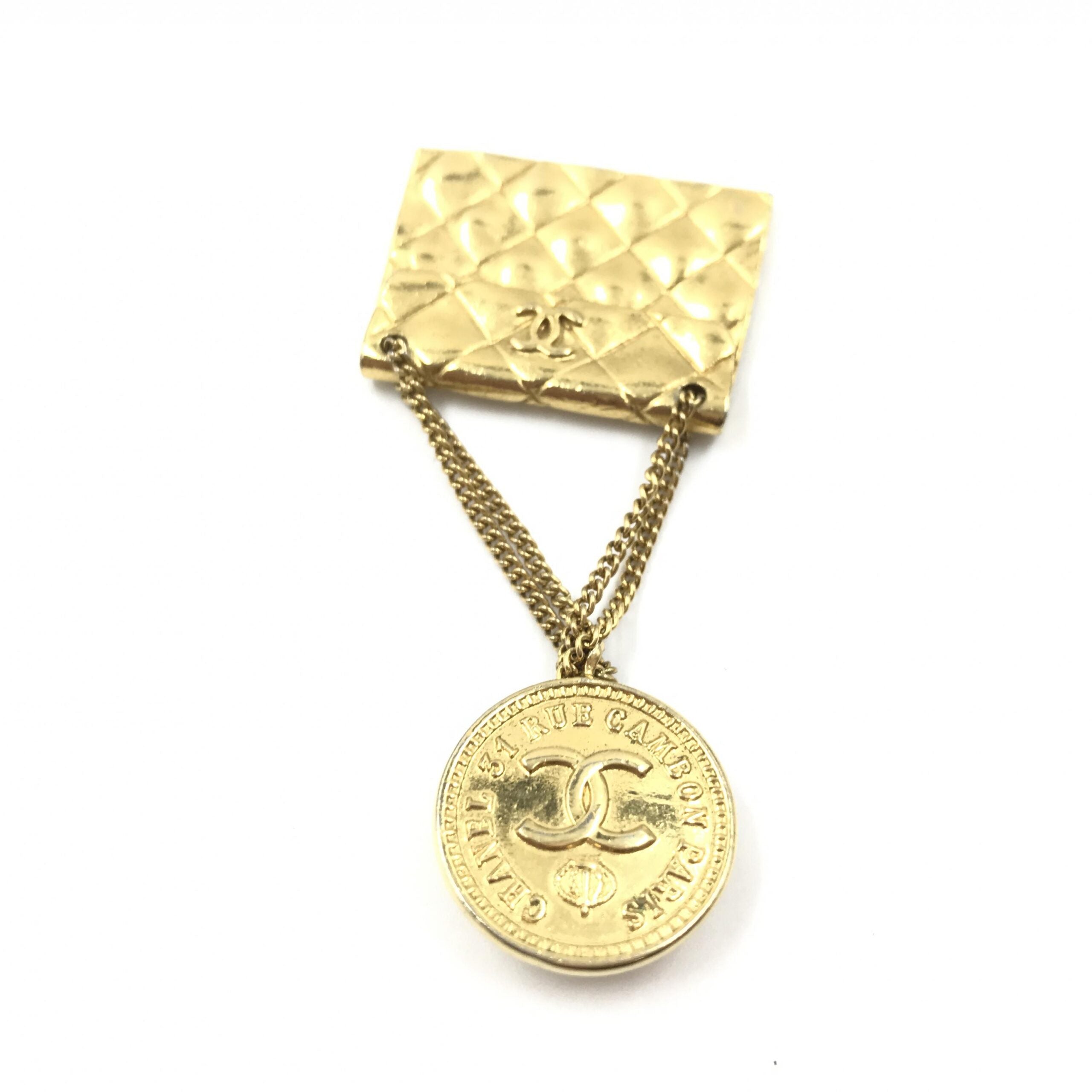 Chanel Gold Plated Bag Motif Women's Brooch (Pre-Owned)