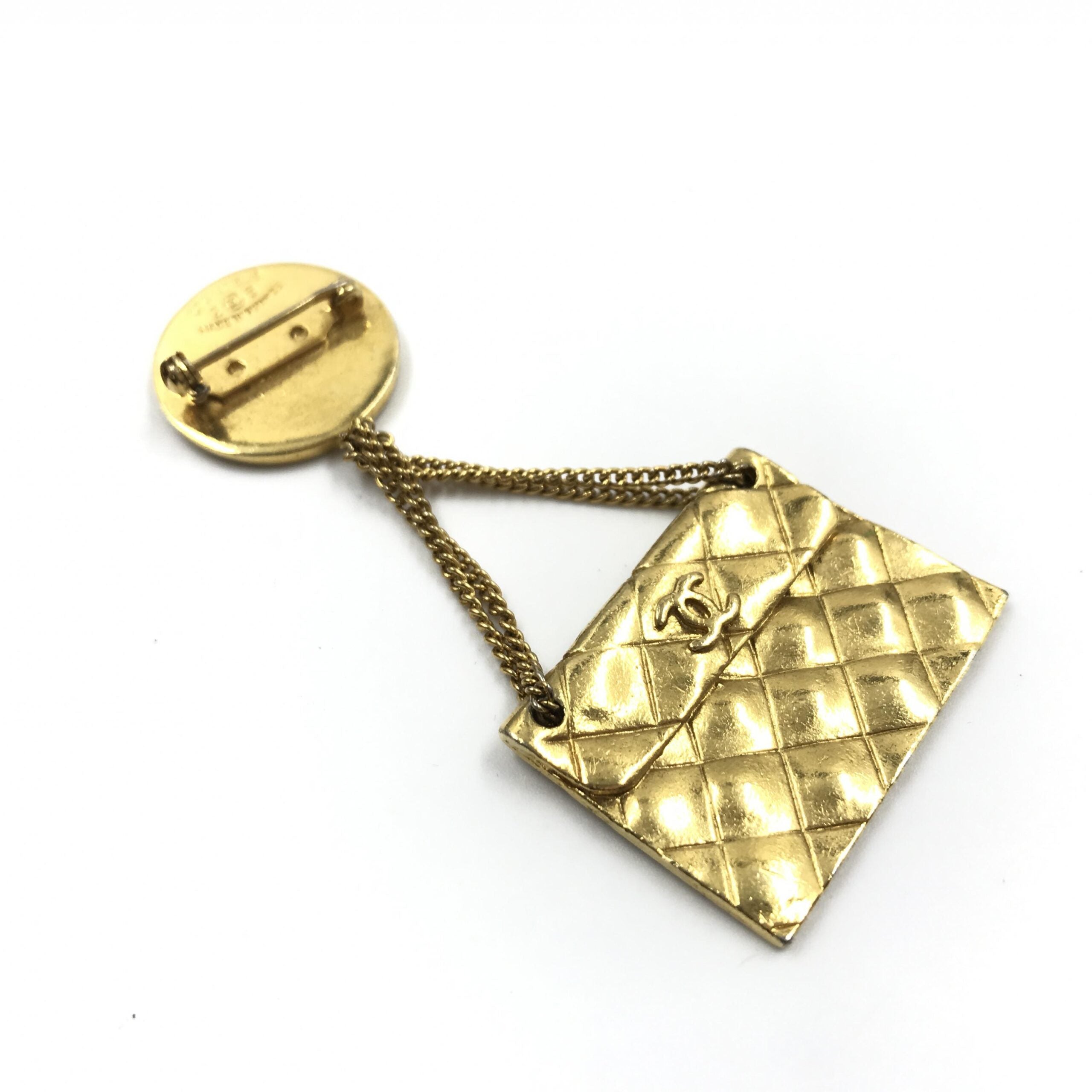 Chanel Gold Plated Bag Motif Women's Brooch (Pre-Owned)