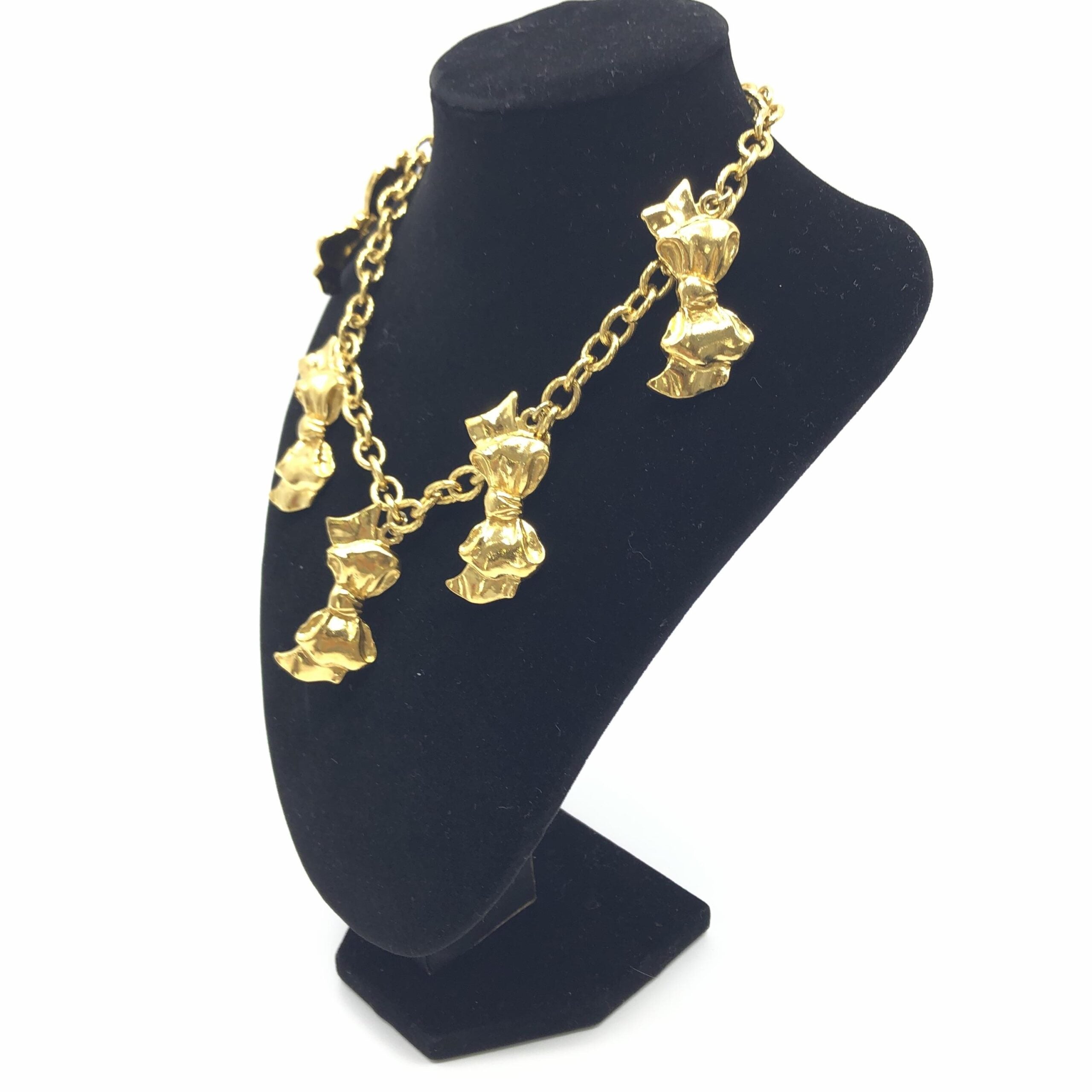 Chanel Gold Plated Chain Necklace With Bow Women's Charms (Pre-Owned)