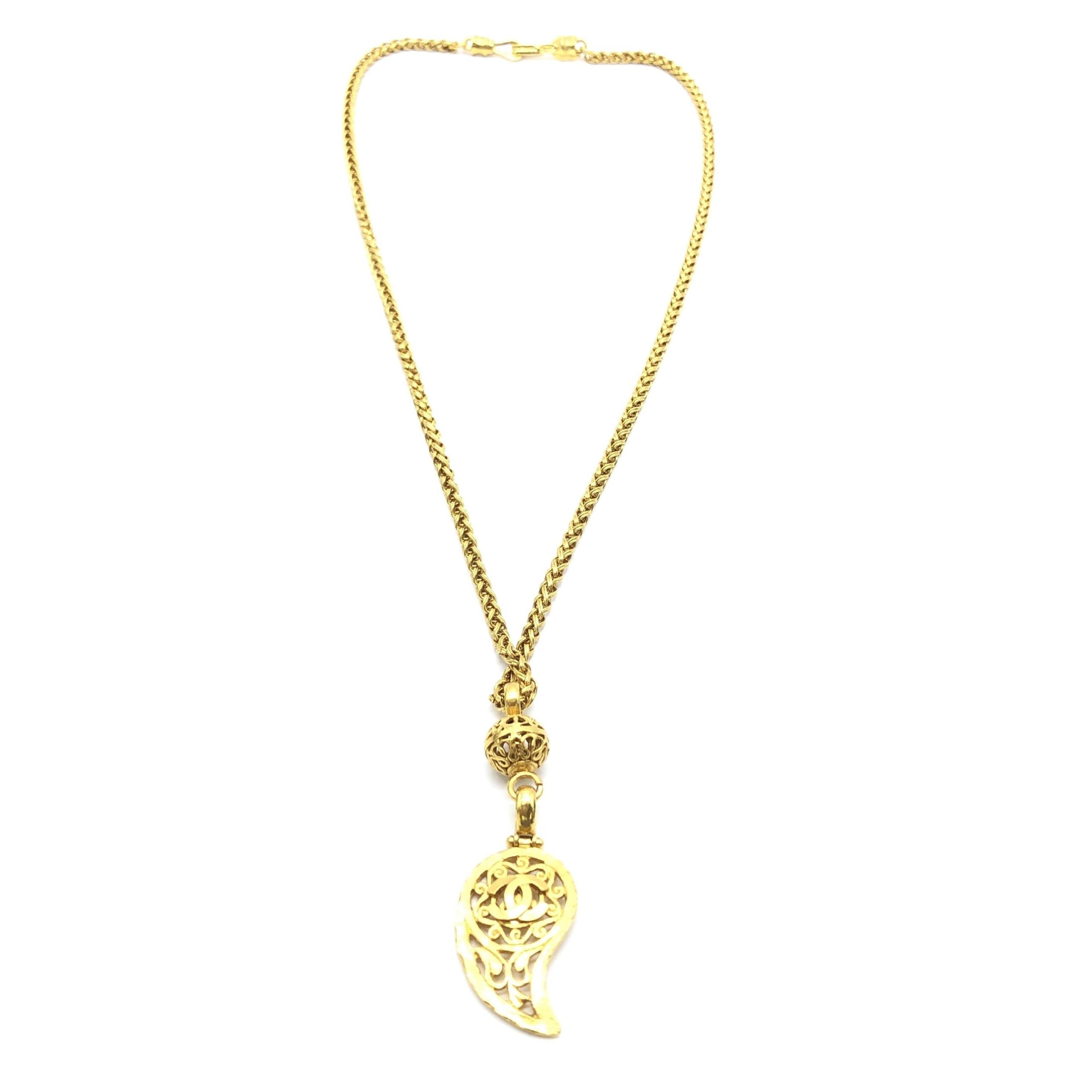 Chanel Gold Plated Coco Mark Women's Necklace (Pre-Owned)