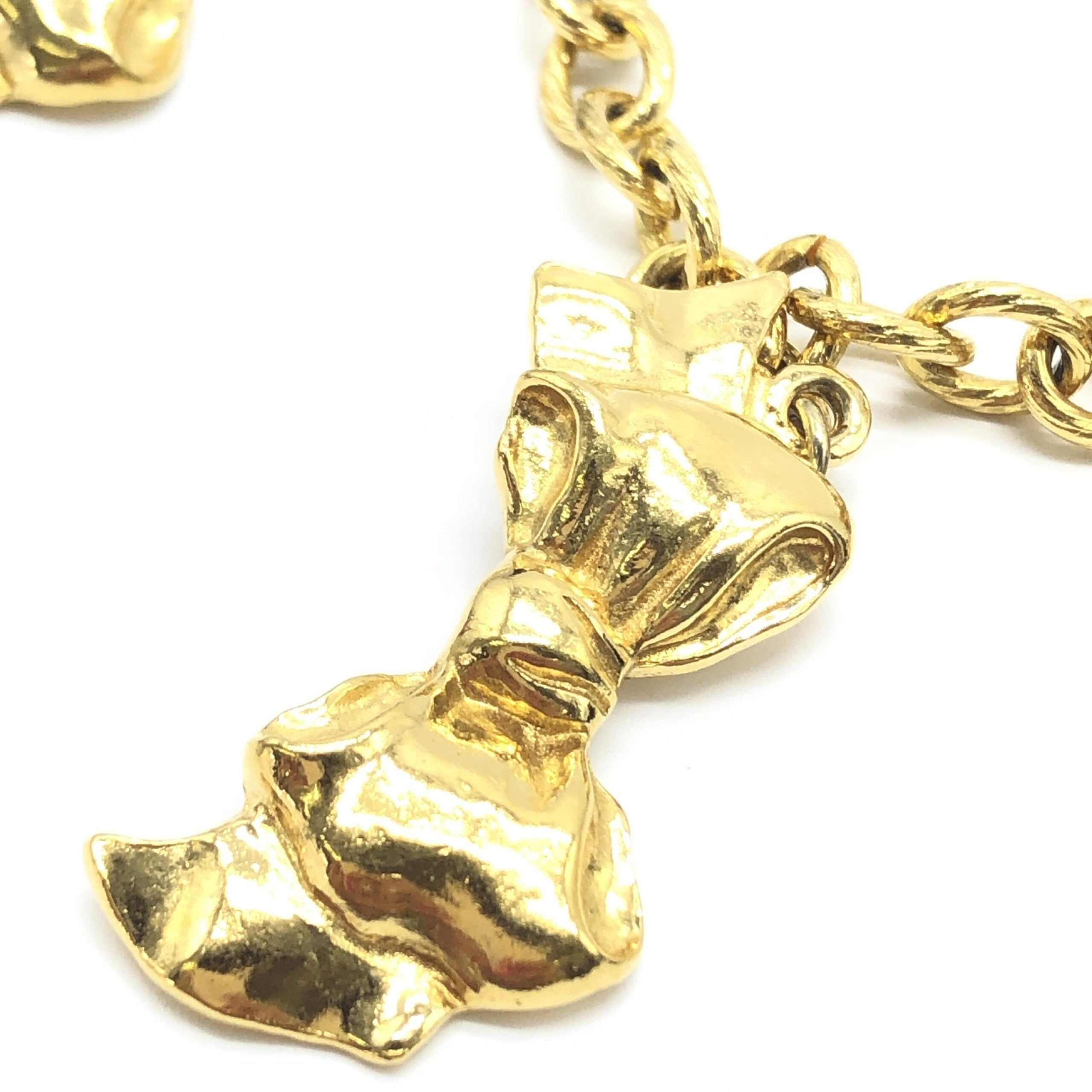 Chanel Gold Plated Chain Necklace With Bow Women's Charms (Pre-Owned)