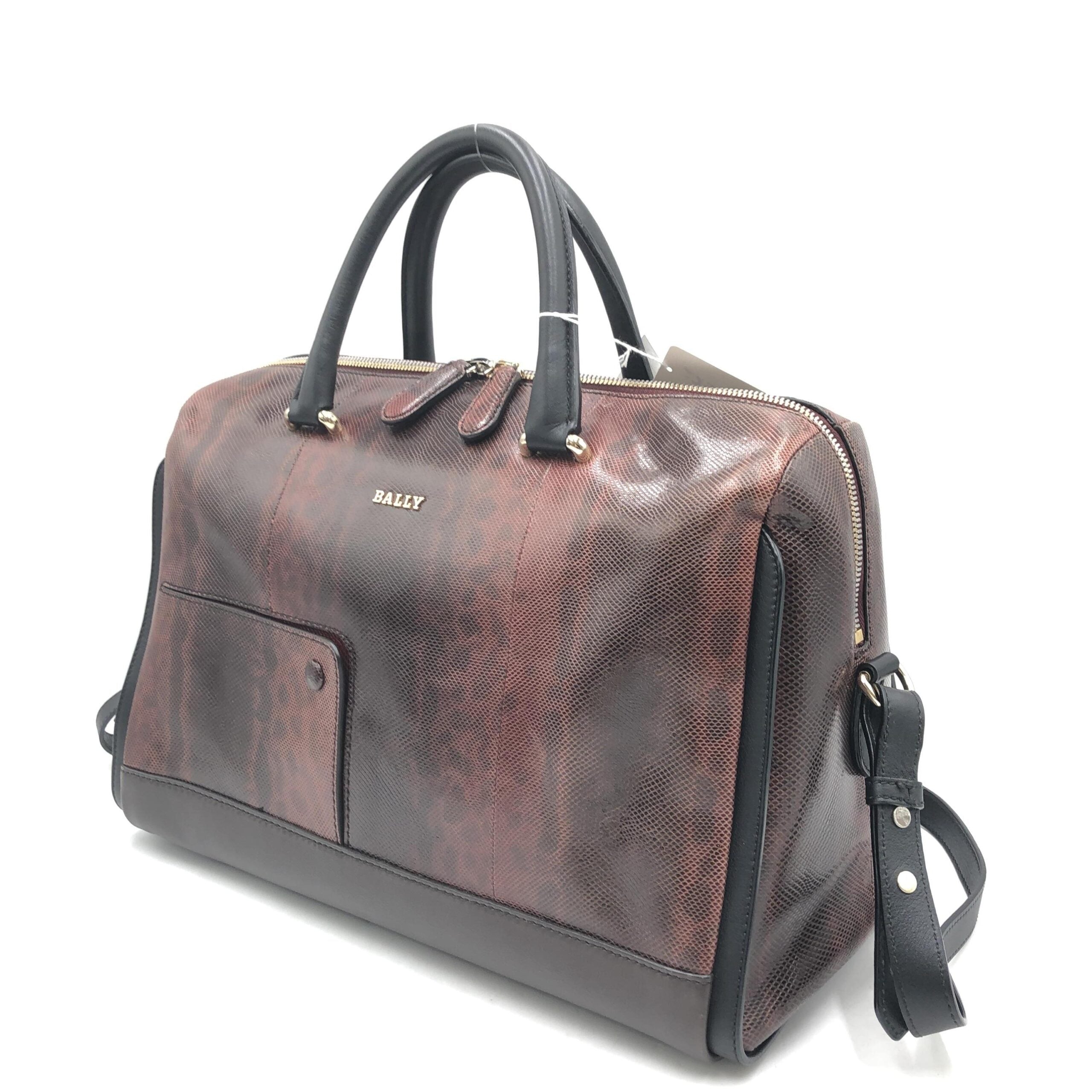 Bally Python Pattern 2WAY Boston Women's Bag (Pre-Owned)
