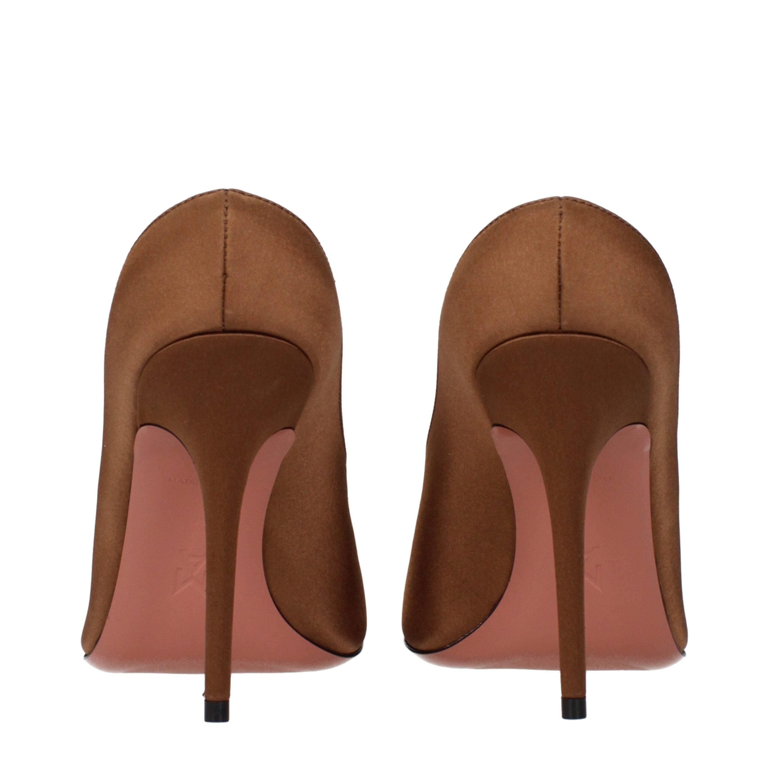 Amina Muaddi Brown Satin High Heel Women's Pumps
