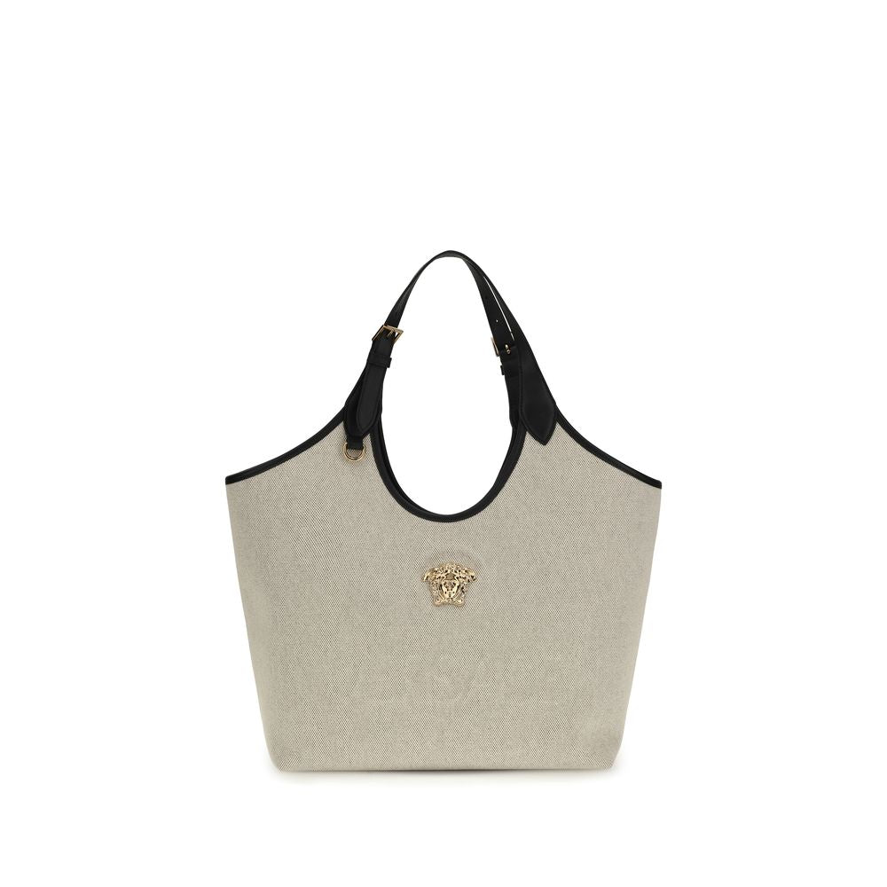 Versace Beige Cotton Shoulder Women's Bag
