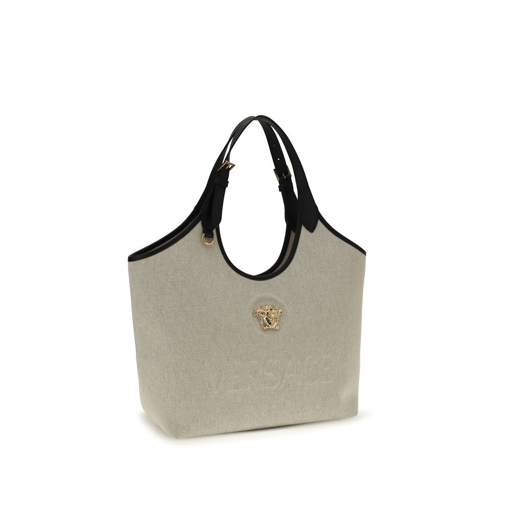 Versace Beige Cotton Shoulder Women's Bag