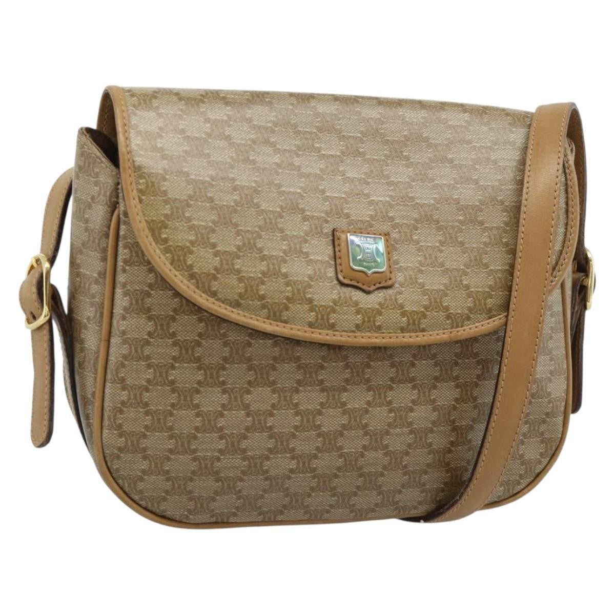 Celine Vintage Macadam Canvas Beige Canvas Shoulder Bag Bag (Pre-Owned)