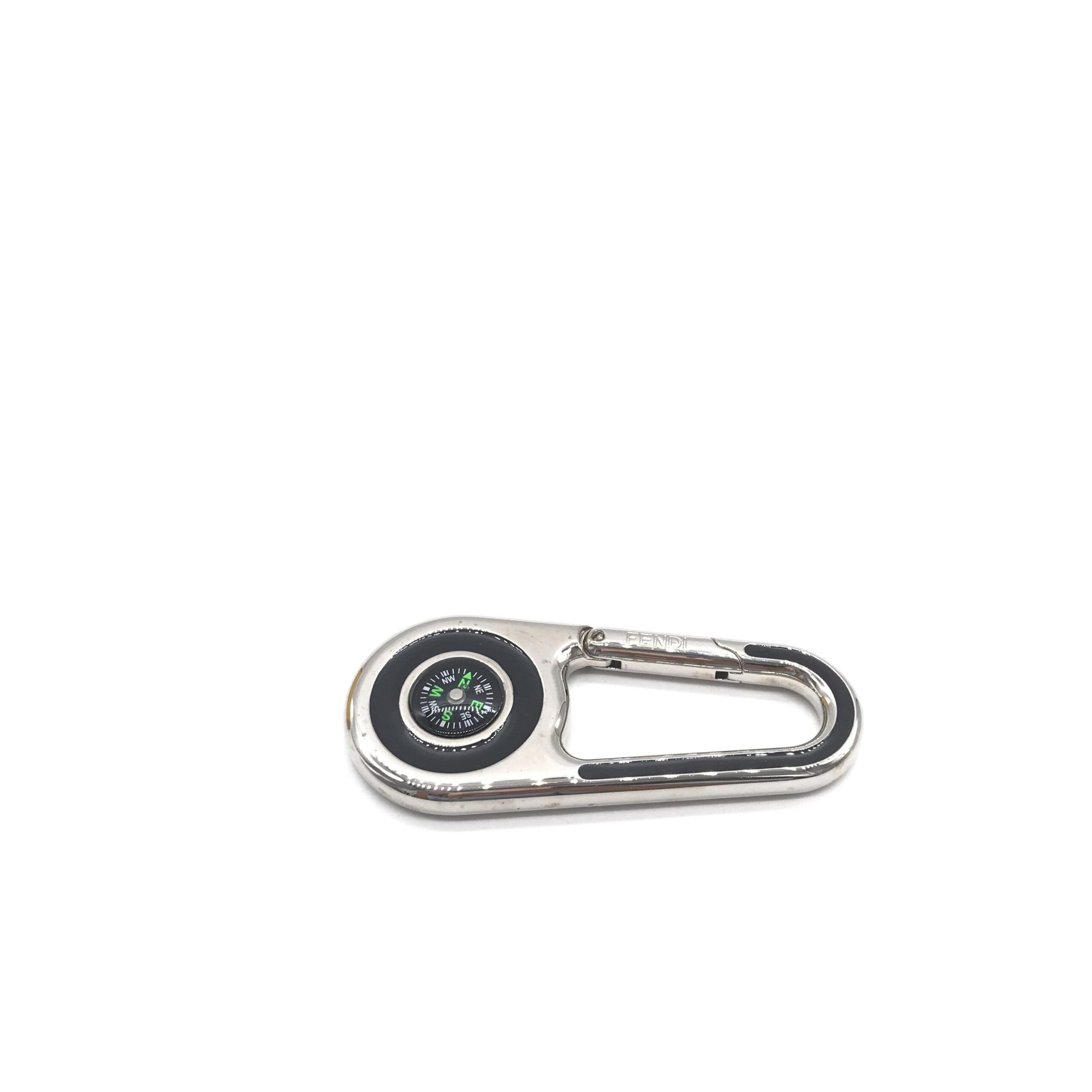 Fendi Silver Metal Compass Charm Keychain (Pre-Owned)