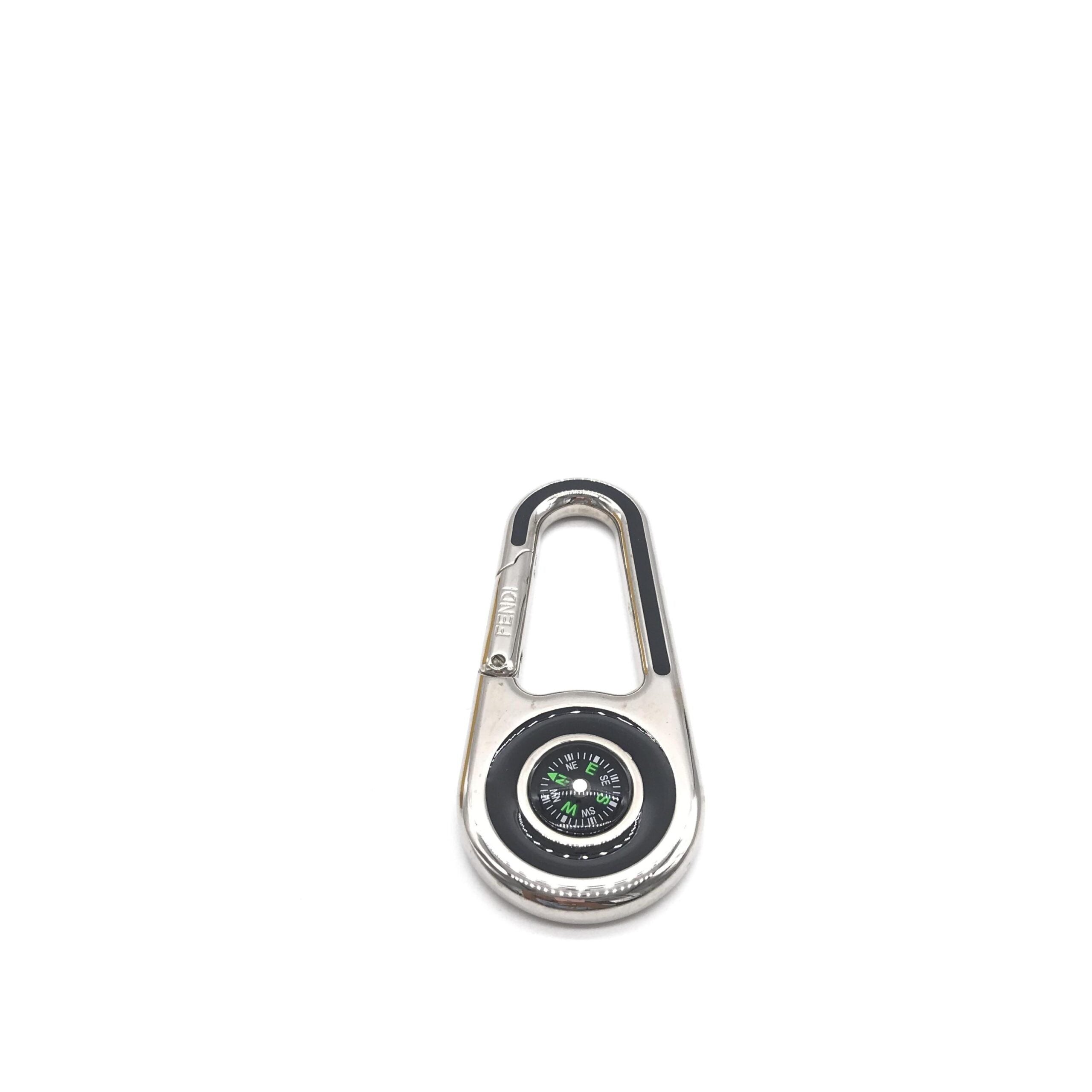 Fendi Silver Metal Compass Charm Keychain (Pre-Owned)
