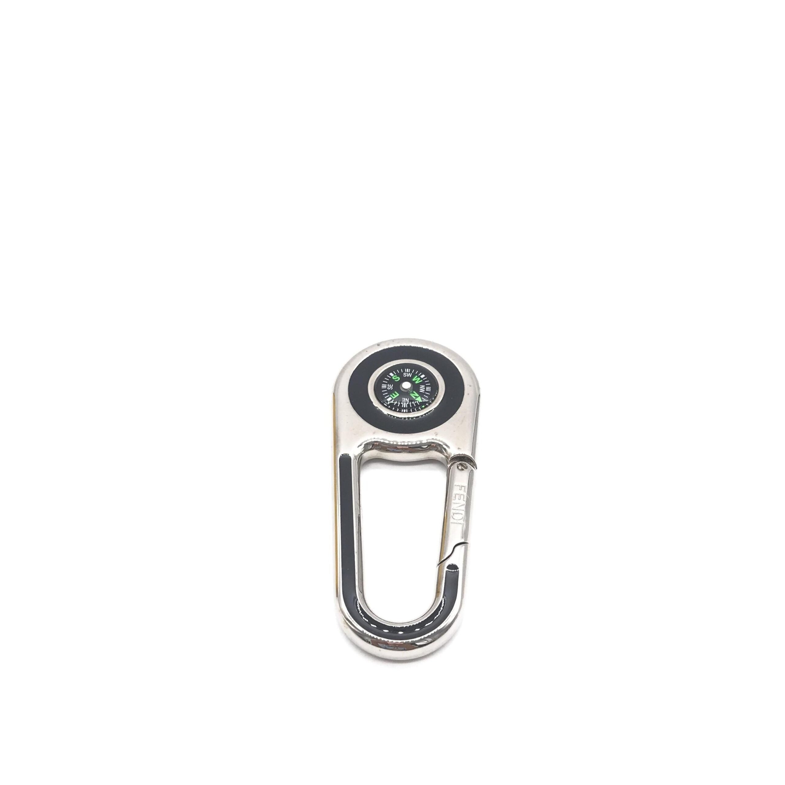 Fendi Silver Metal Compass Charm Keychain (Pre-Owned)