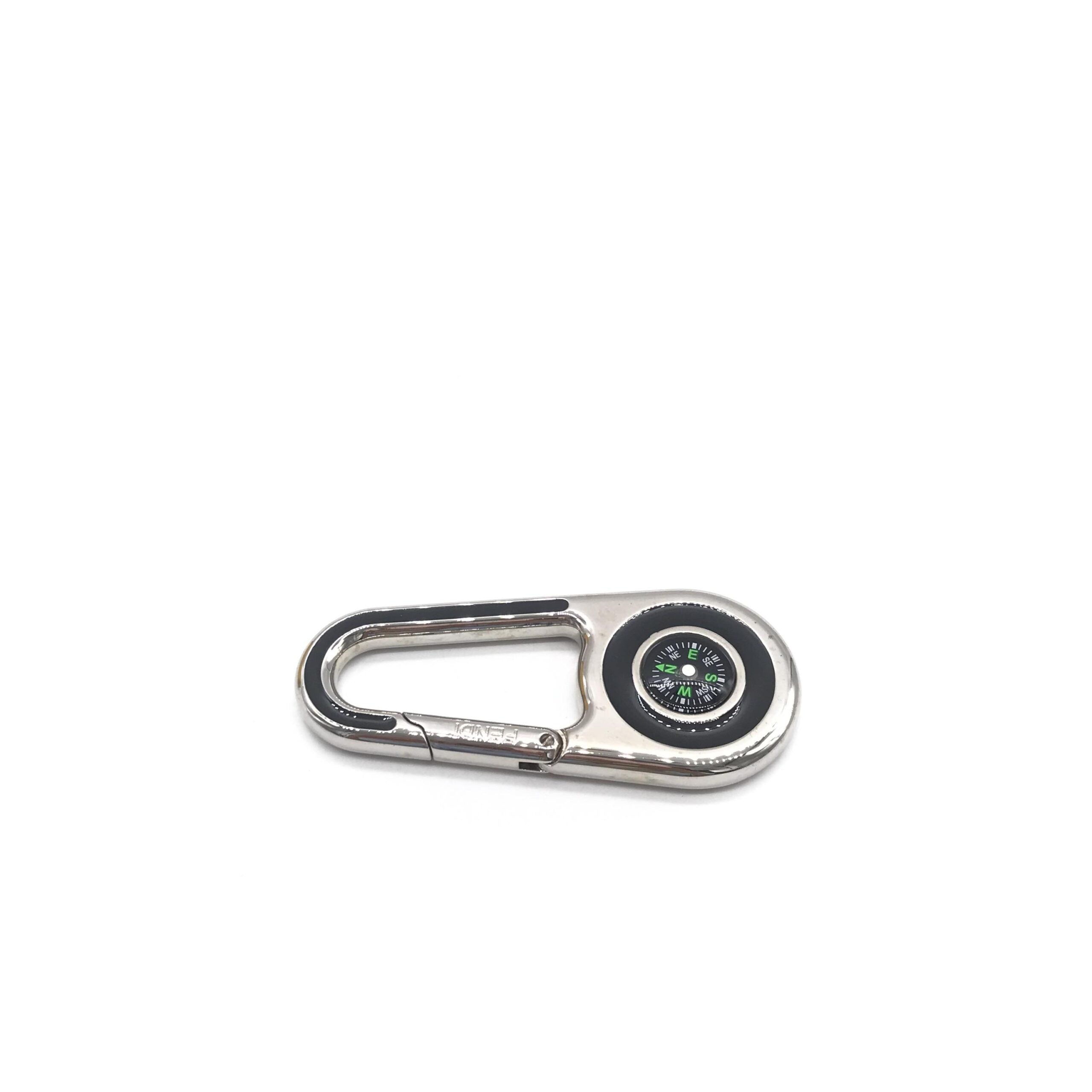 Fendi Silver Metal Compass Charm Keychain (Pre-Owned)
