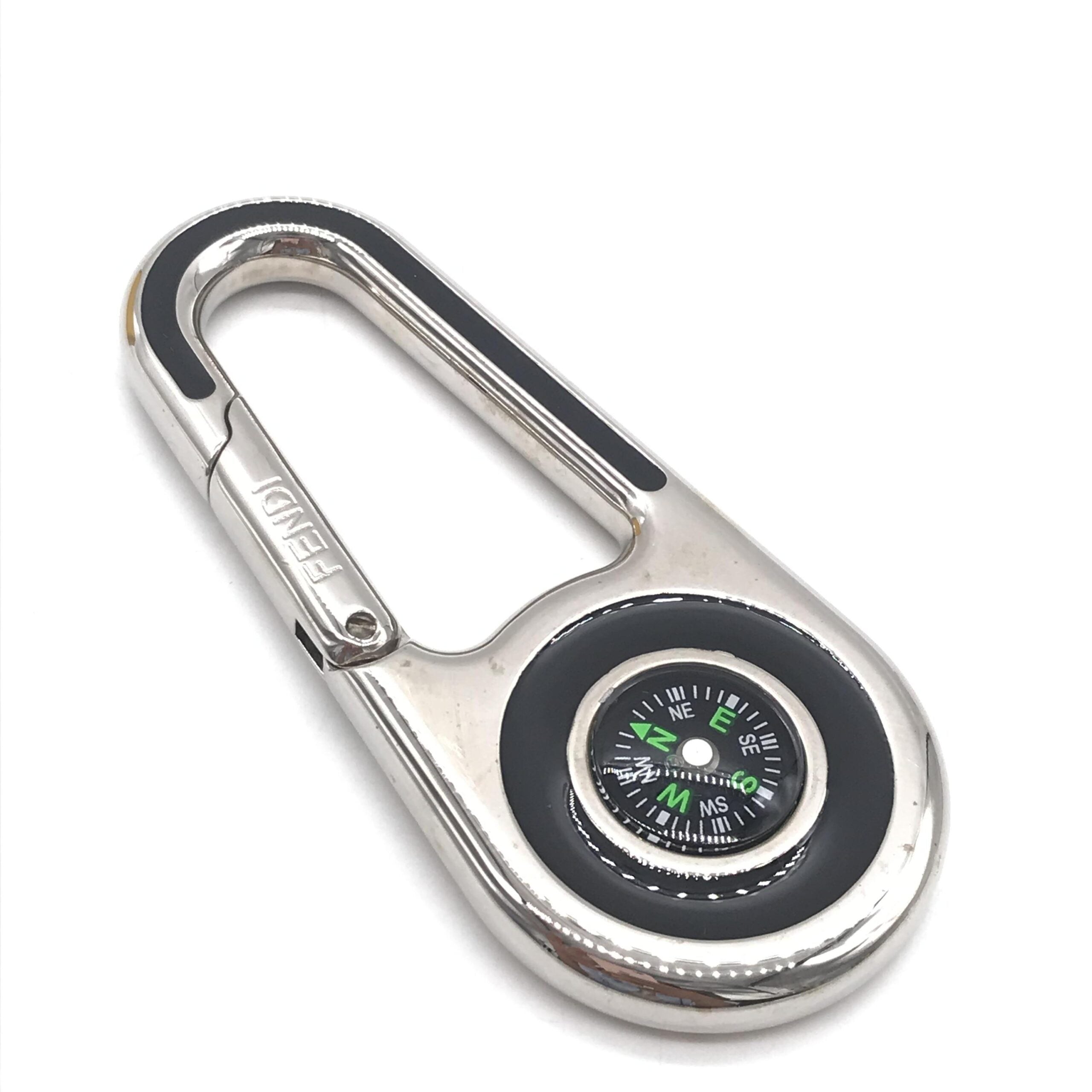 Fendi Silver Metal Compass Charm Keychain (Pre-Owned)
