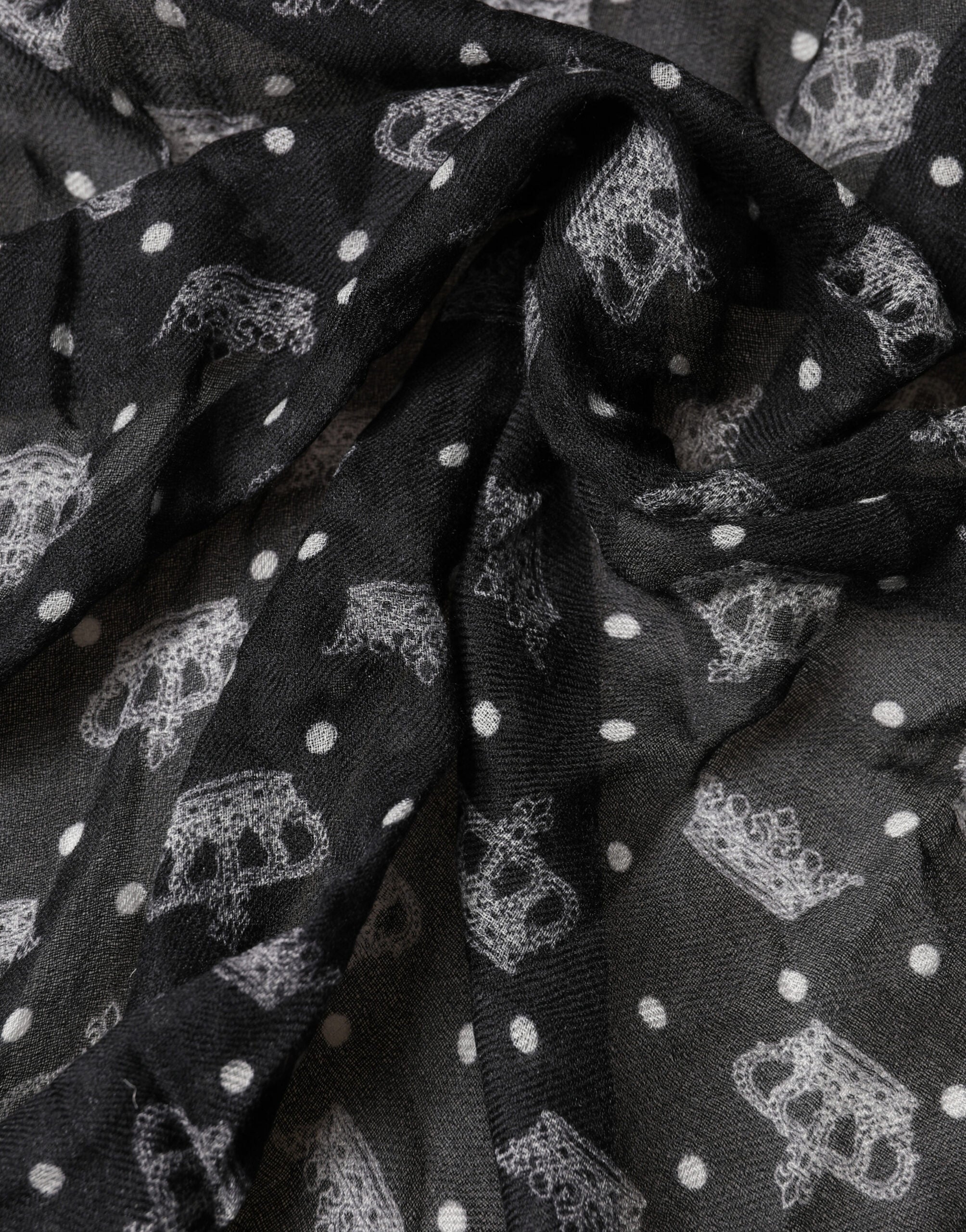Dolce & Gabbana Black Wool Crown Print Fringe Neck Wrap 180cm x 65cm Men's Scarf (Pre-Owned)