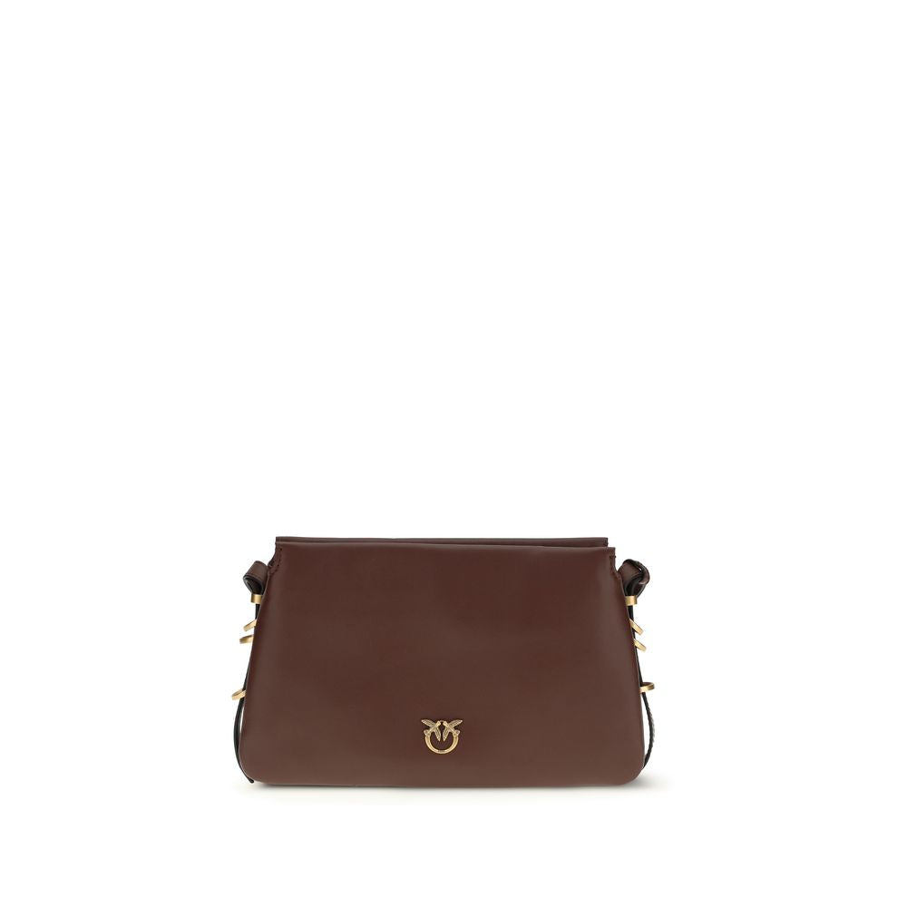 PINKO Brown Calf Leather Bos Taurus Shoulder Women's Bag