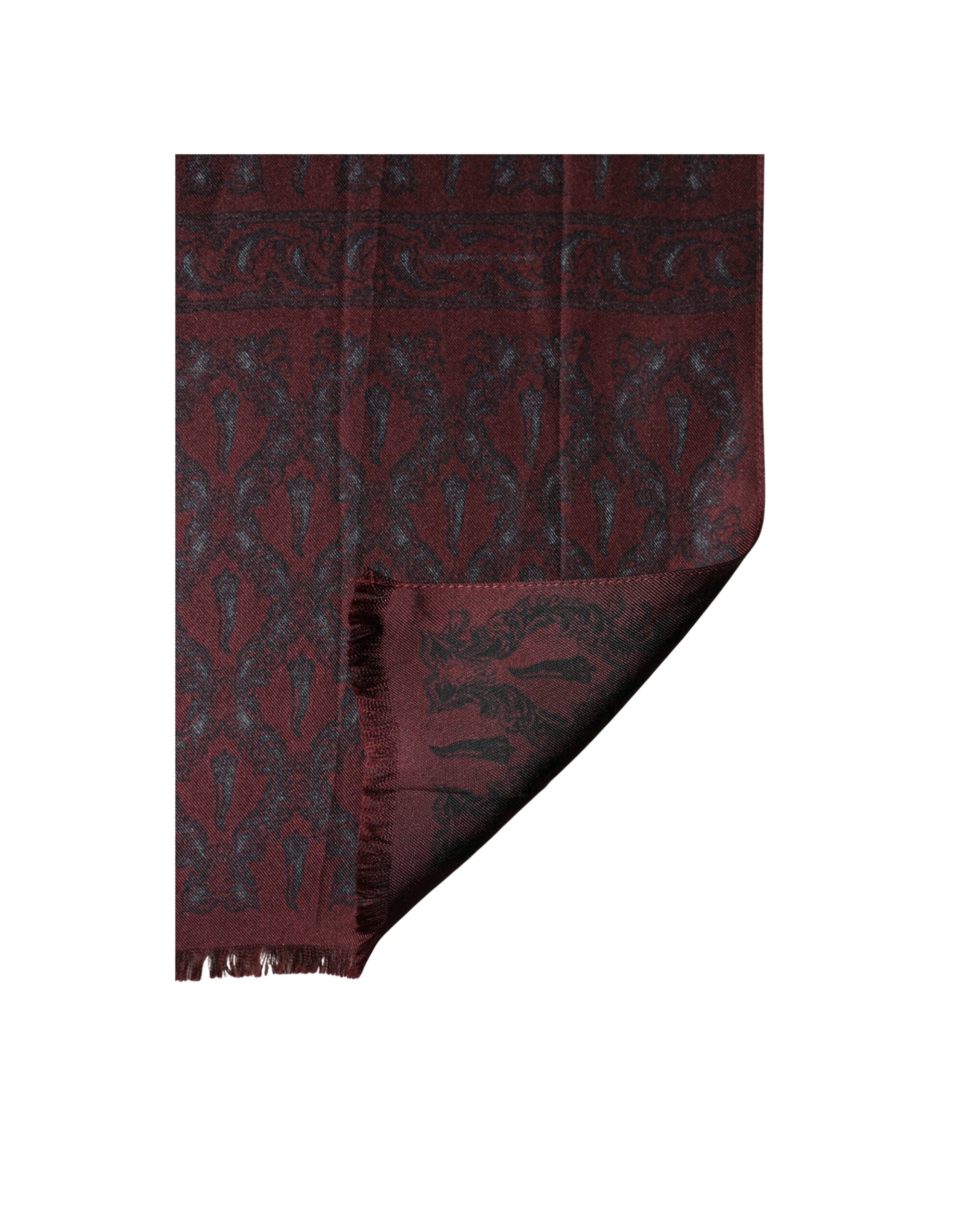 Dolce & Gabbana Burgundy Black Silk Paisley Foulard 135cm X 22cm Men's Scarf