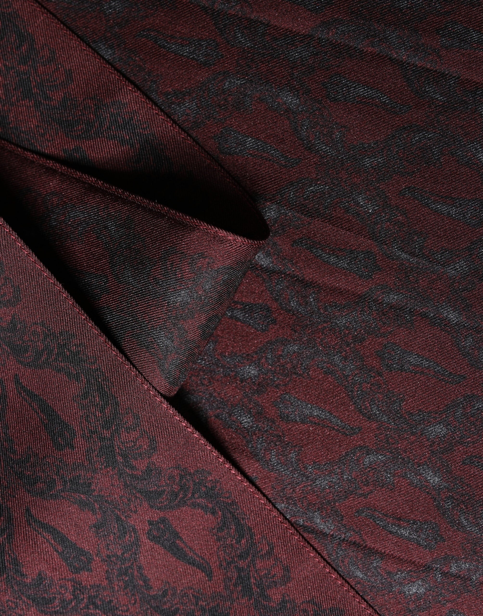 Dolce & Gabbana Burgundy Black Silk Paisley Foulard 135cm X 22cm Men's Scarf
