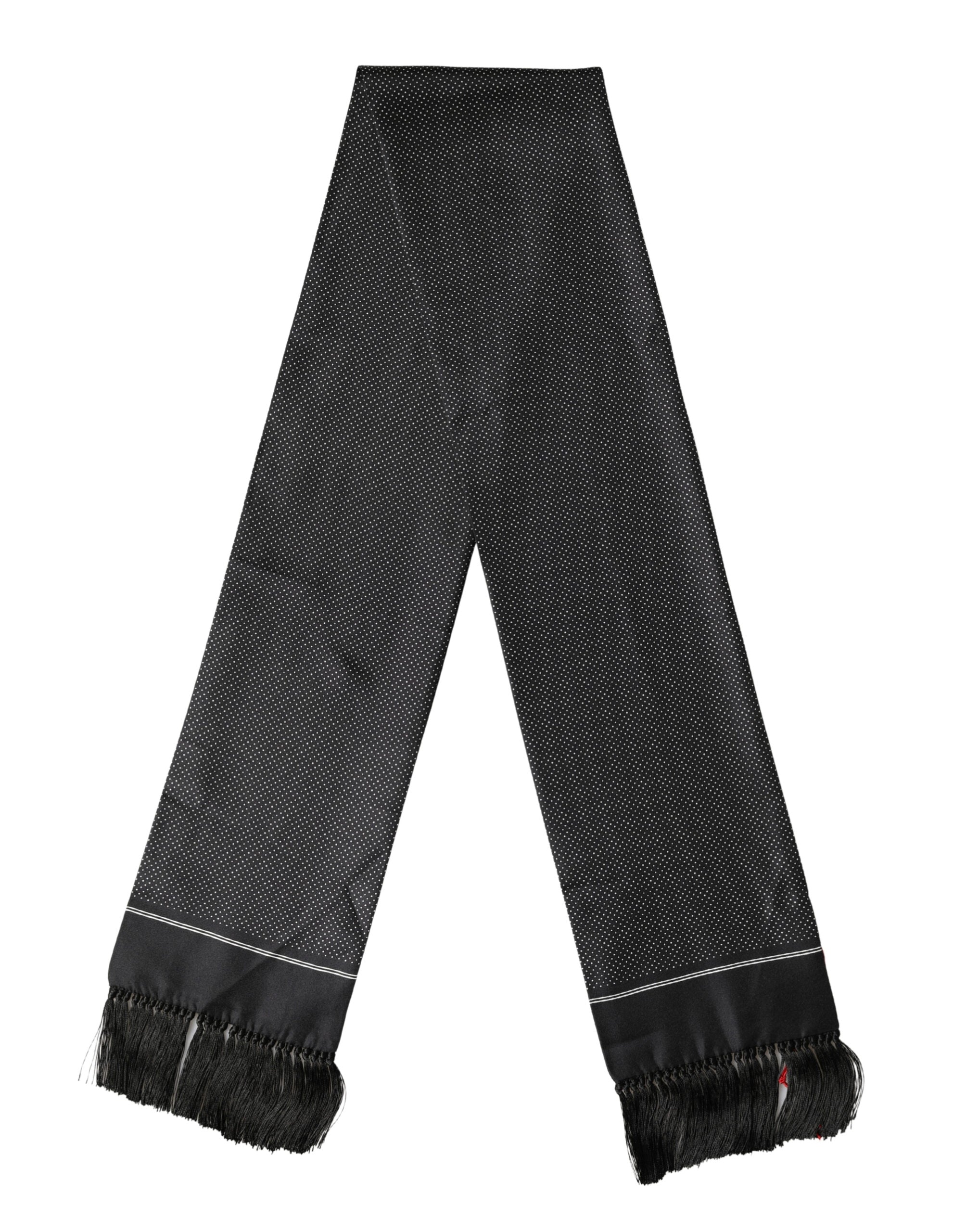 Dolce & Gabbana Black Silk Polka Dot Crown Foulard 140cm X 16.5cm Men's Scarf