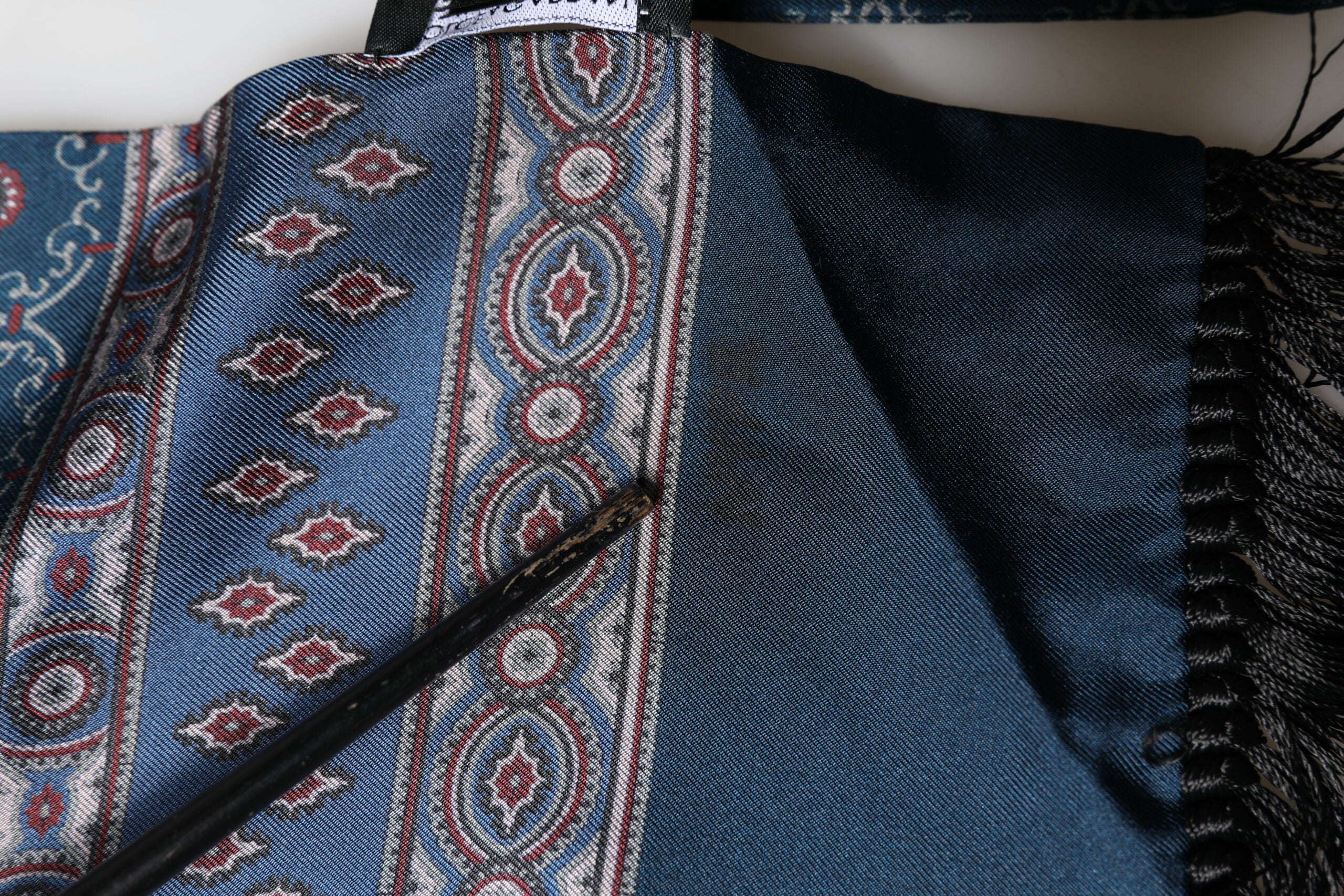 Dolce & Gabbana Blue Silk Crown Geometric Wrap Foulard 184cm X 33cm Men's Scarf (Pre-Owned)