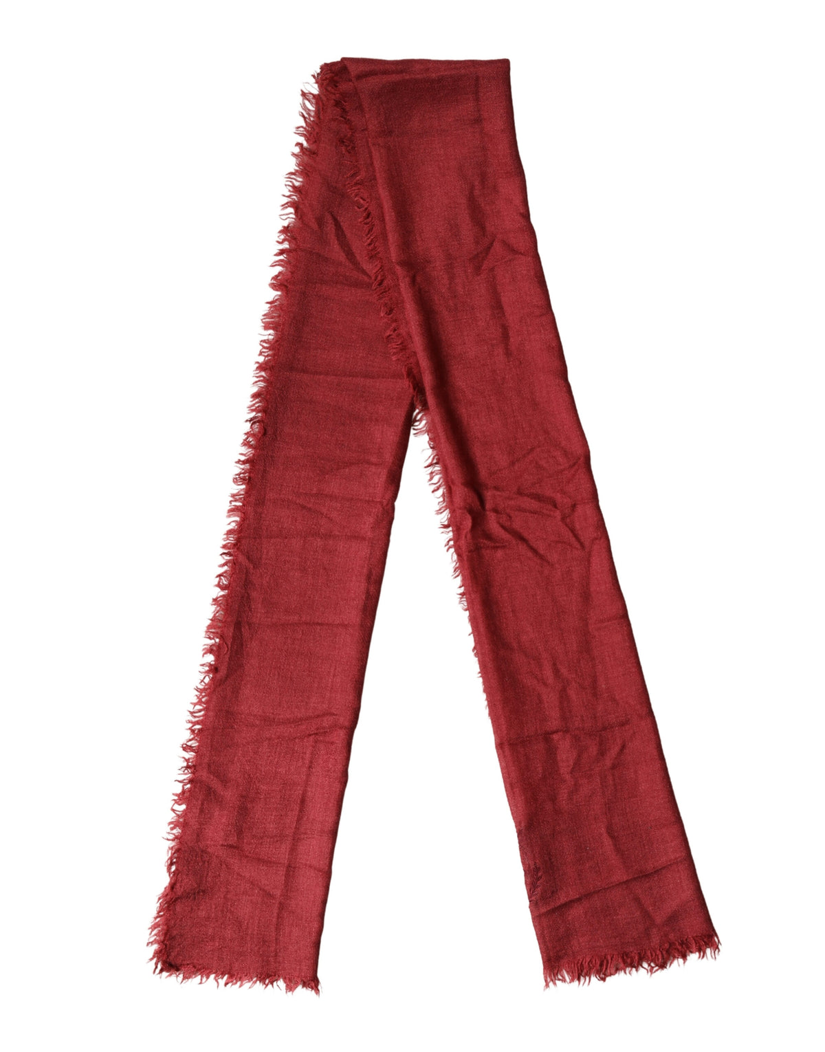 Dolce & Gabbana Red Cashmere Silk Fringe Wrap Foulard 200cm X 70cm Men's Scarf (Pre-Owned)