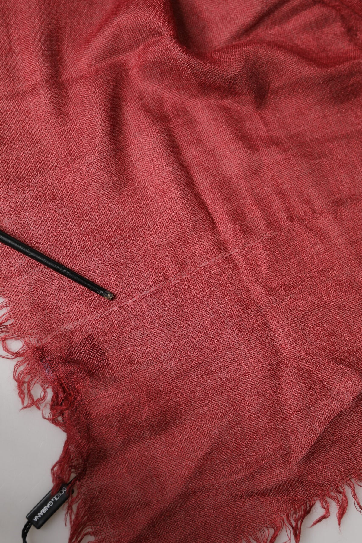 Dolce & Gabbana Red Cashmere Silk Fringe Wrap Foulard 200cm X 70cm Men's Scarf (Pre-Owned)