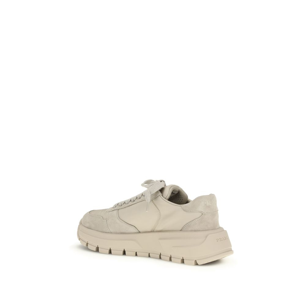 Prada Beige Calf Leather Bos Taurus Athletic Women's Sneakers