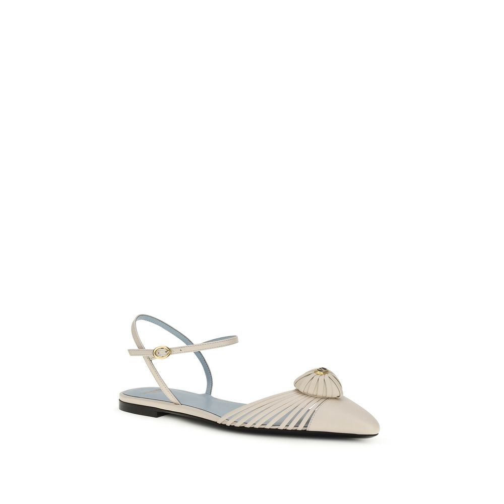 Valentino Garavani Beige Goatskin Ballet Women's Flats