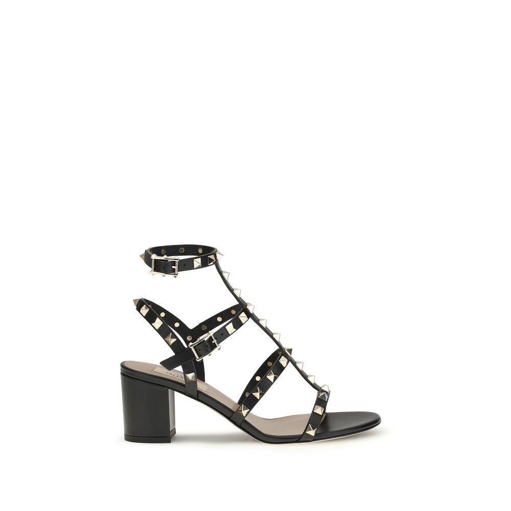 Valentino Garavani Black Calf Leather Bos Taurus Platform Women's Sandals