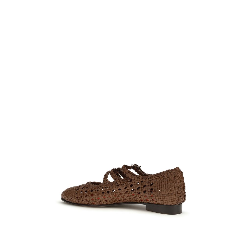 Carel Paris Brown Calf Leather Bos Taurus Ballet Women's Flats