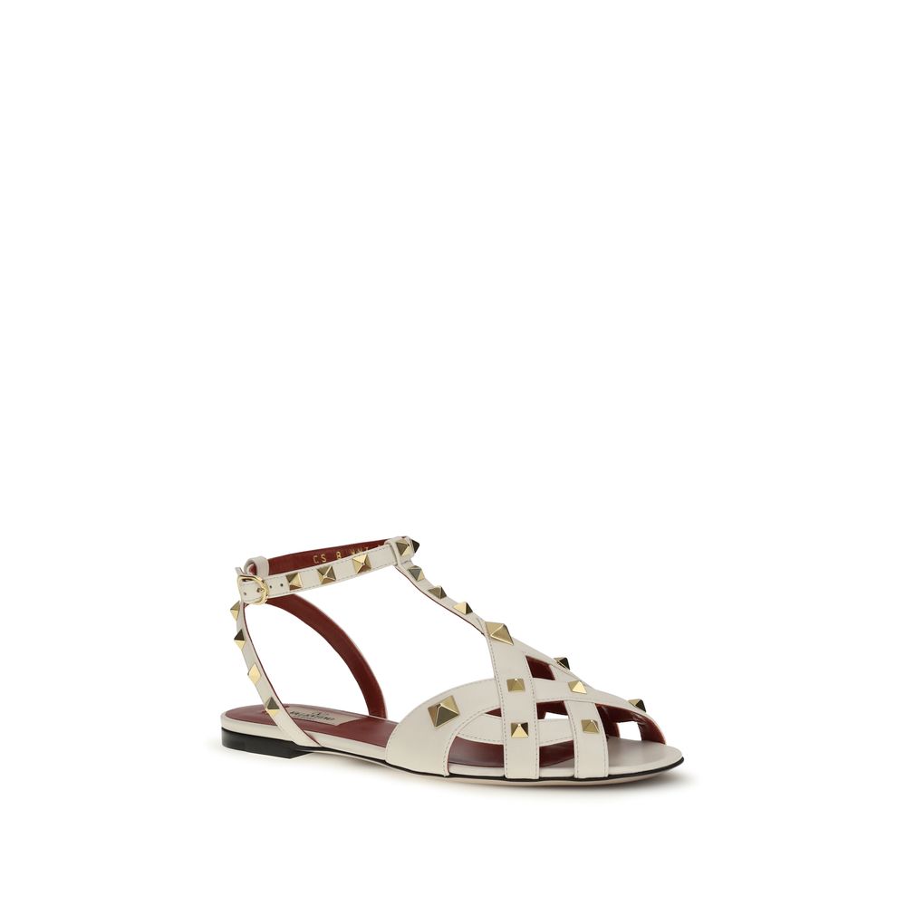 Valentino Garavani Beige Goatskin Flat Women's Sandals