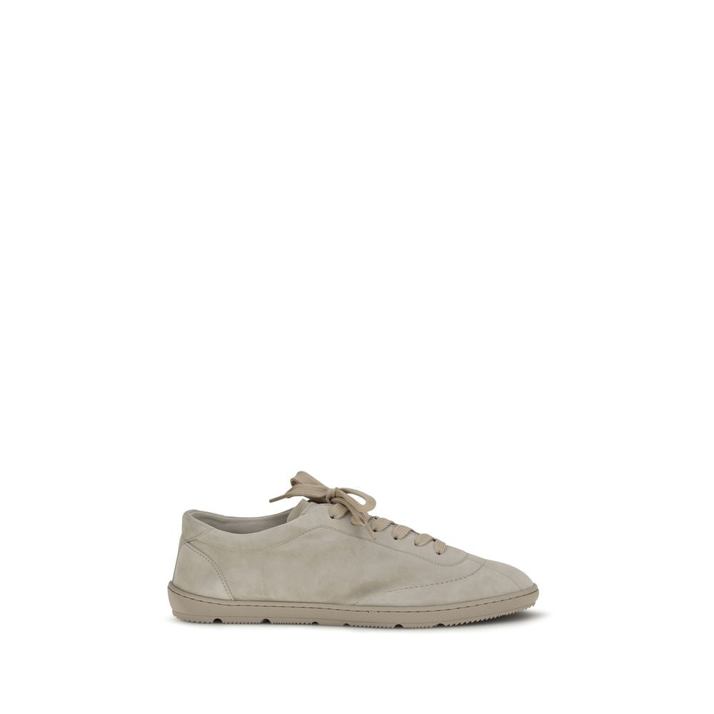 Brunello Cucinelli Beige Calf Leather Bos Taurus Low Top Men's Sneakers