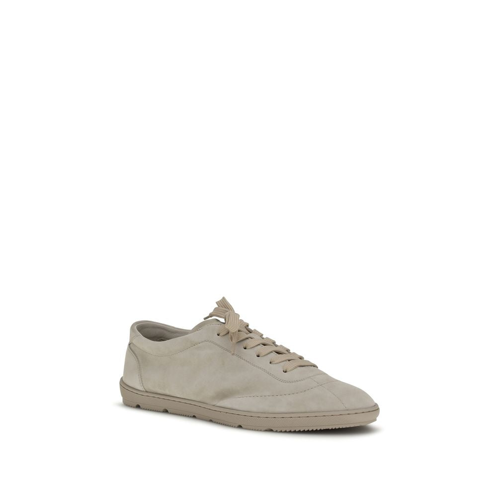 Brunello Cucinelli Beige Calf Leather Bos Taurus Low Top Men's Sneakers